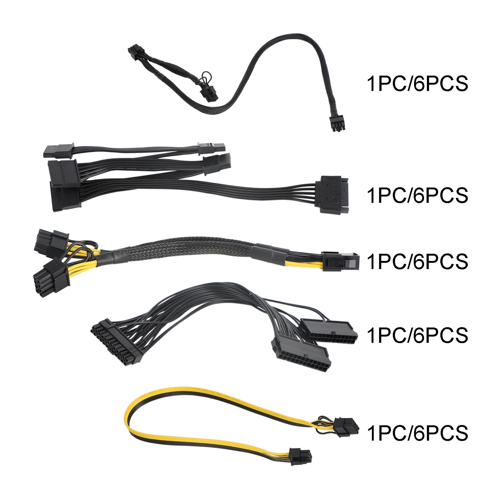 PCIE 6-pins mannelijk naar 8 (6+2) pins dubbele mannelijke GPU-voedingskabelsplitter 18AWG 50 cm