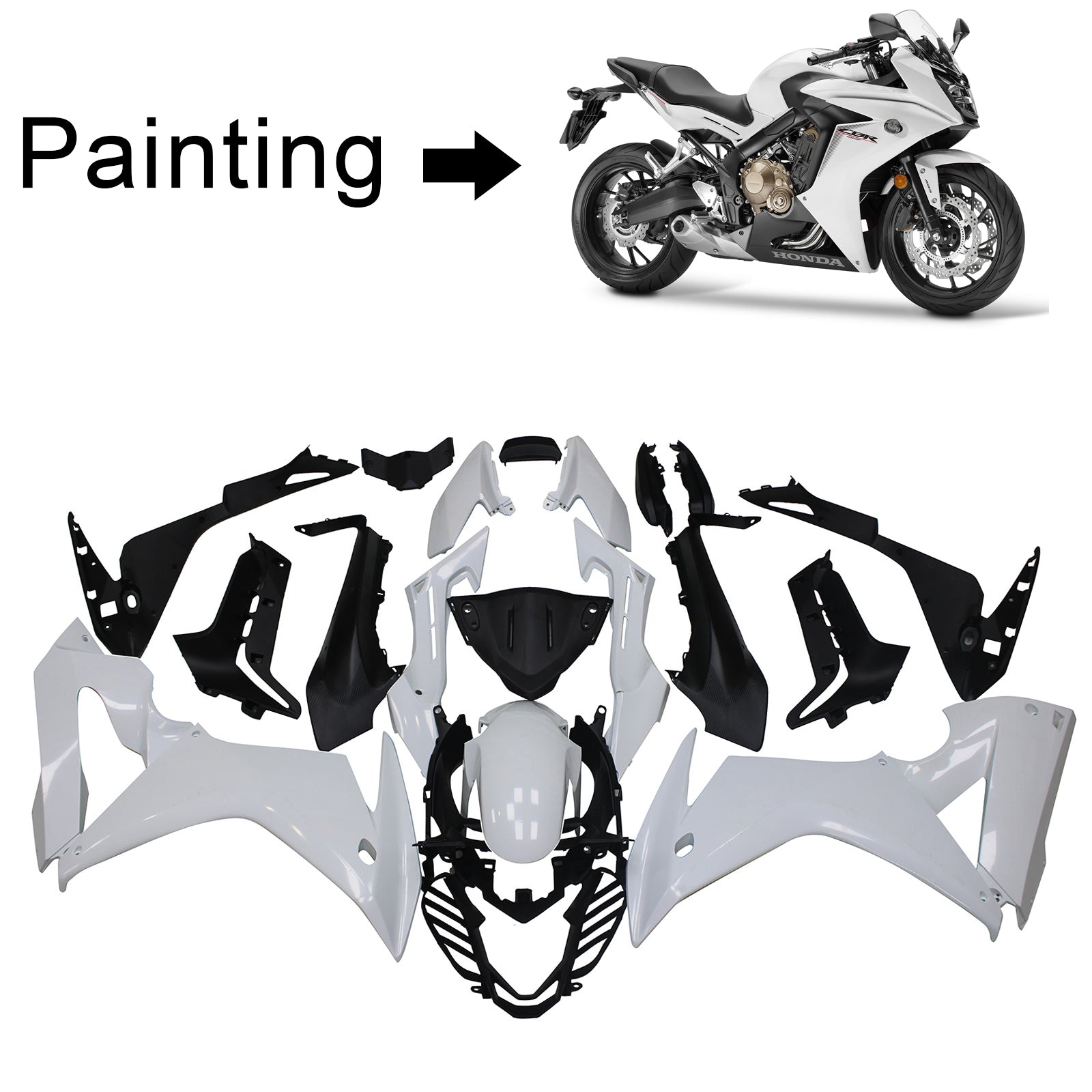 2014-2019 Honda CBR650F Kit de carénage d'injection Amotopart carrosserie plastique ABS #110