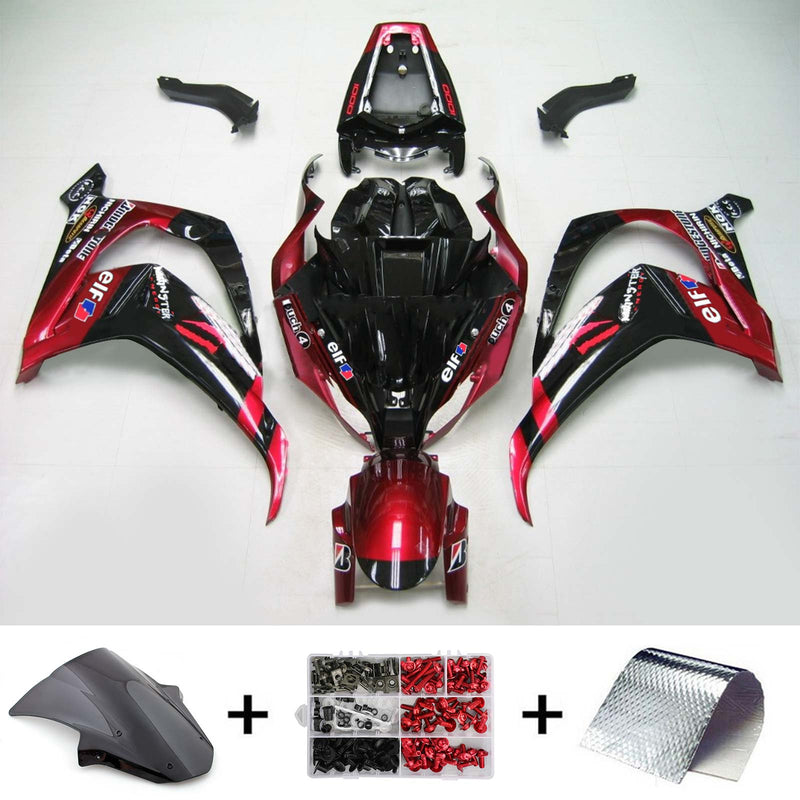 Amotopart Kawasaki ZX10R 2011-2015 Glossy Red Black Fairing Kit