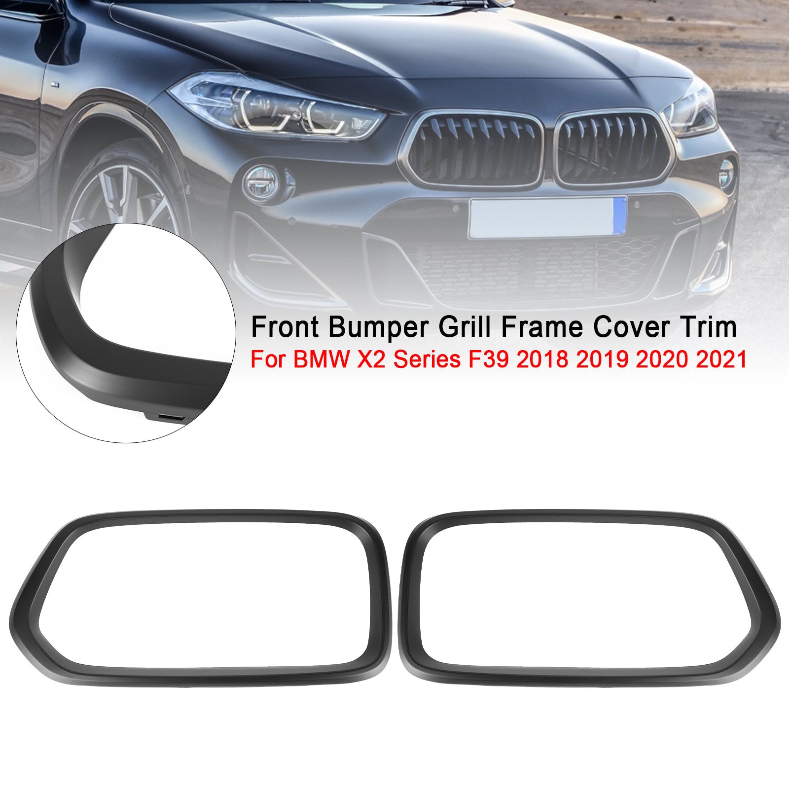 2018-2023 BMW X2 Series F39 Front Bumper Grill Frame Cover Trim 51712455246 51712455247 Generic