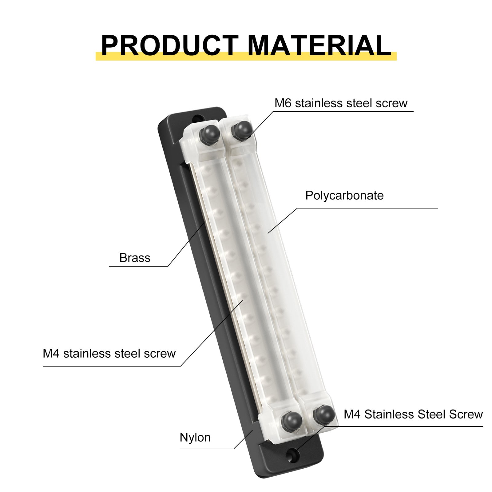 2/4/6/12 Way Dual-row Car Bus Bar Block with Dust Cover Distribution Terminal