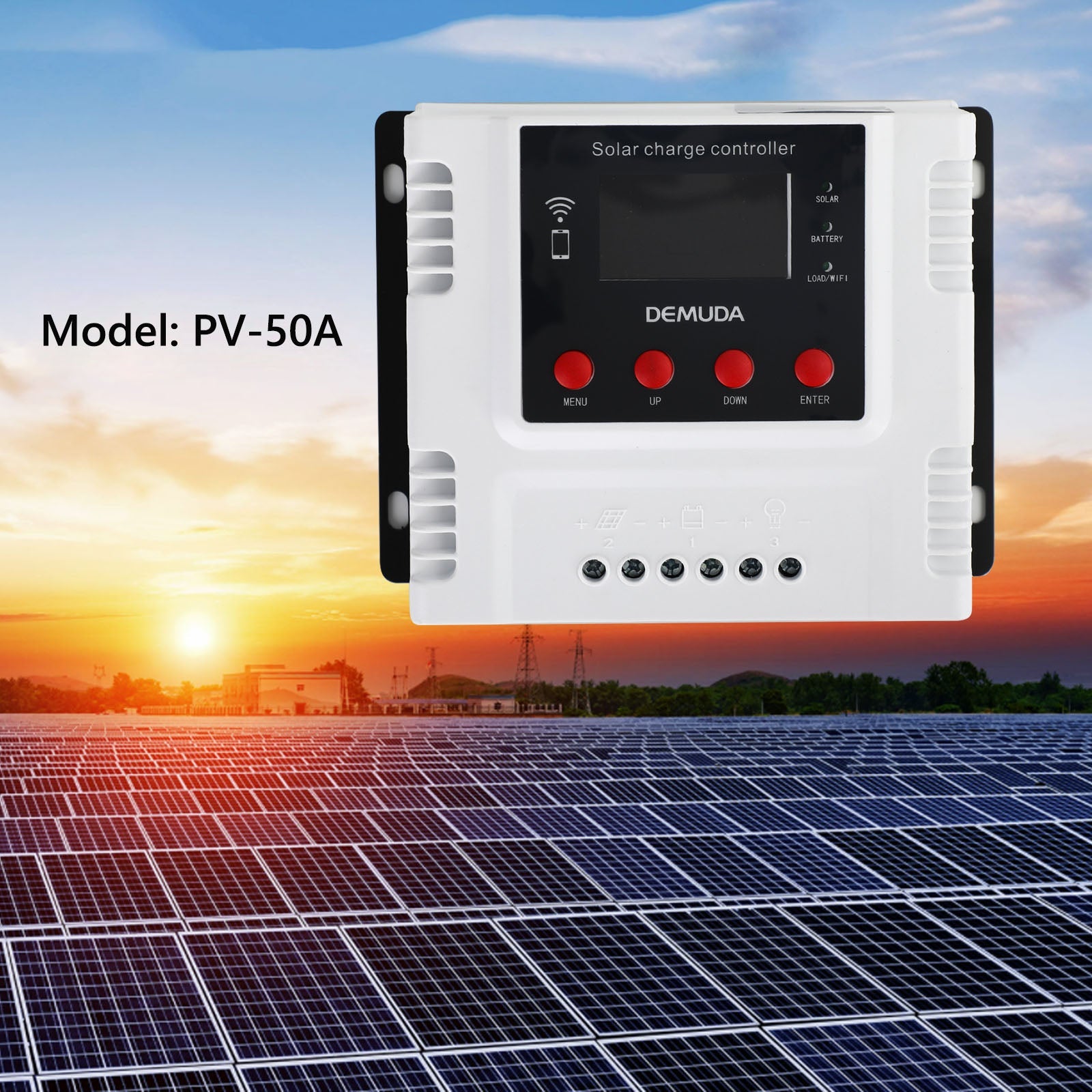 Contrôleur de Charge solaire 10A-60A 12V 24V 48V, avec moniteur Wifi, régulateur PWM LCD