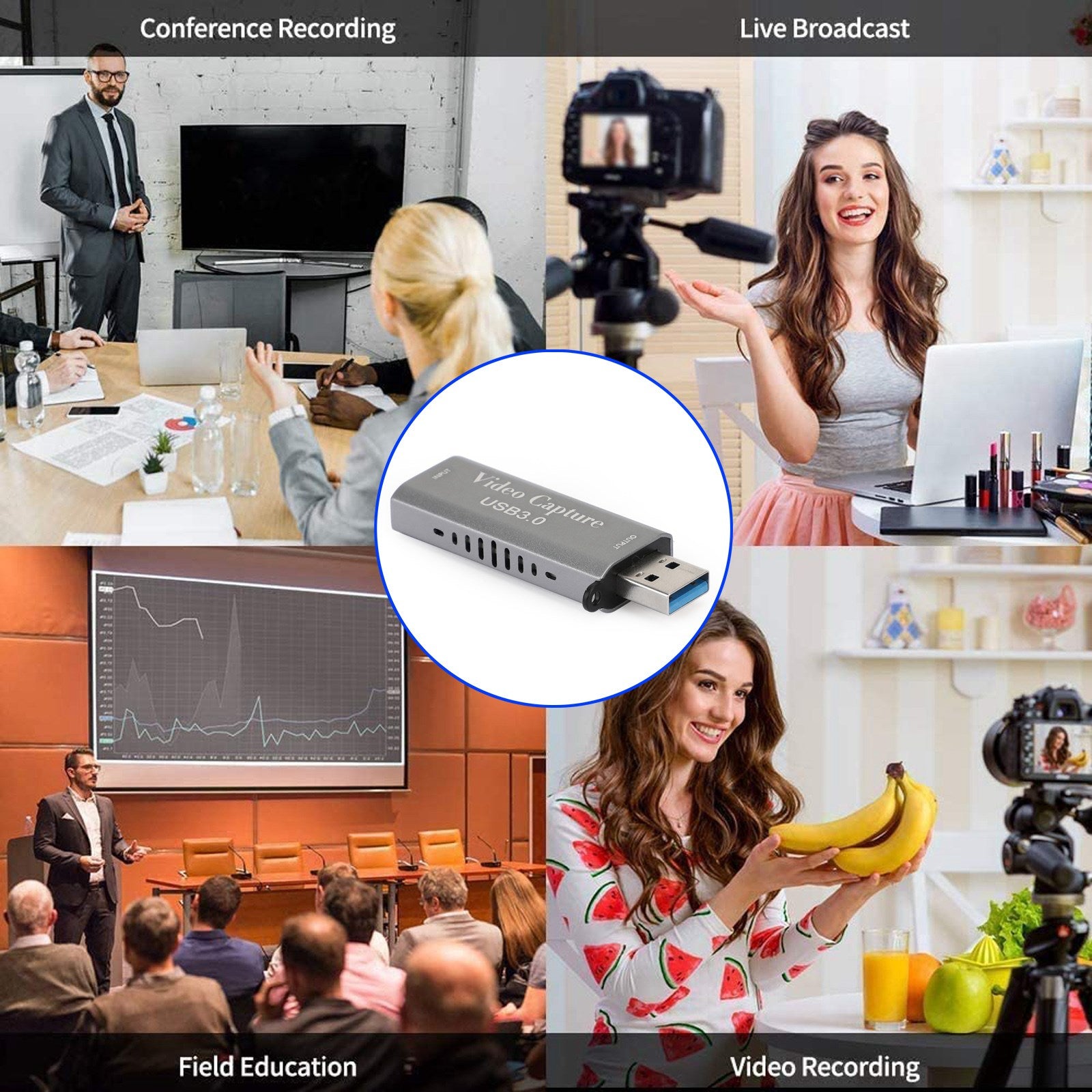 4K 1080P HD to USB 3.0 Video Capture Card Device Plug And Play Live Streaming