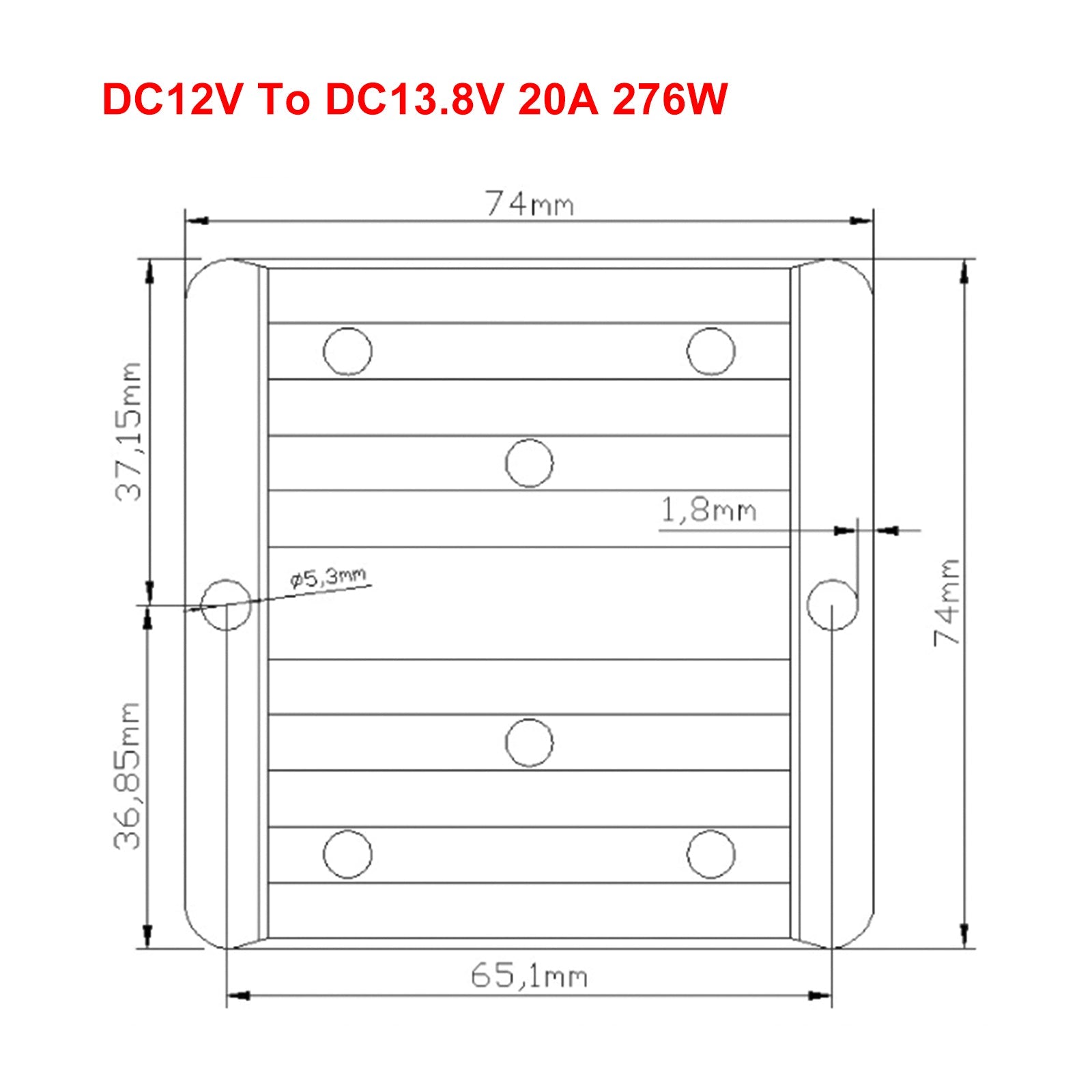 Régulateur de convertisseur d'alimentation élévateur étanche DC 12V à 13.8V 20A 276W