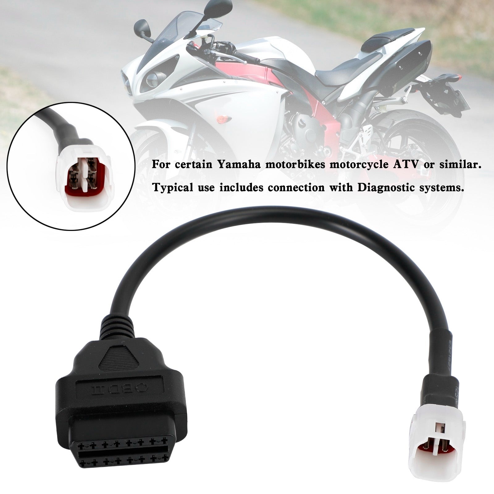 4-pins til OBD2-kabeldiagnoseadapterkontakt Passer for Yamaha R1 R6 MT09