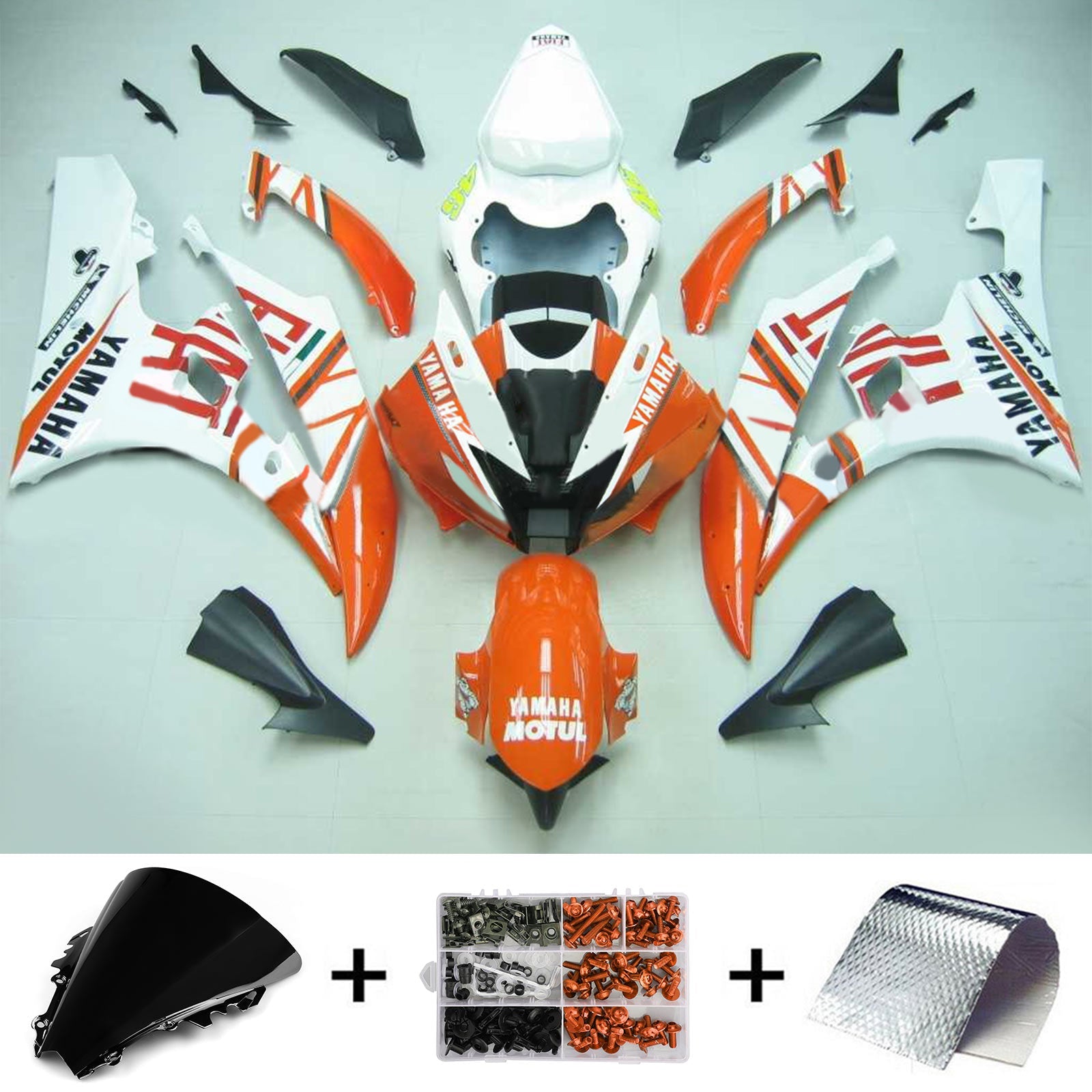 2006-2007 Yamaha YZF 600 R6 Amotopart Kit de carénage d'injection carrosserie plastique ABS #113