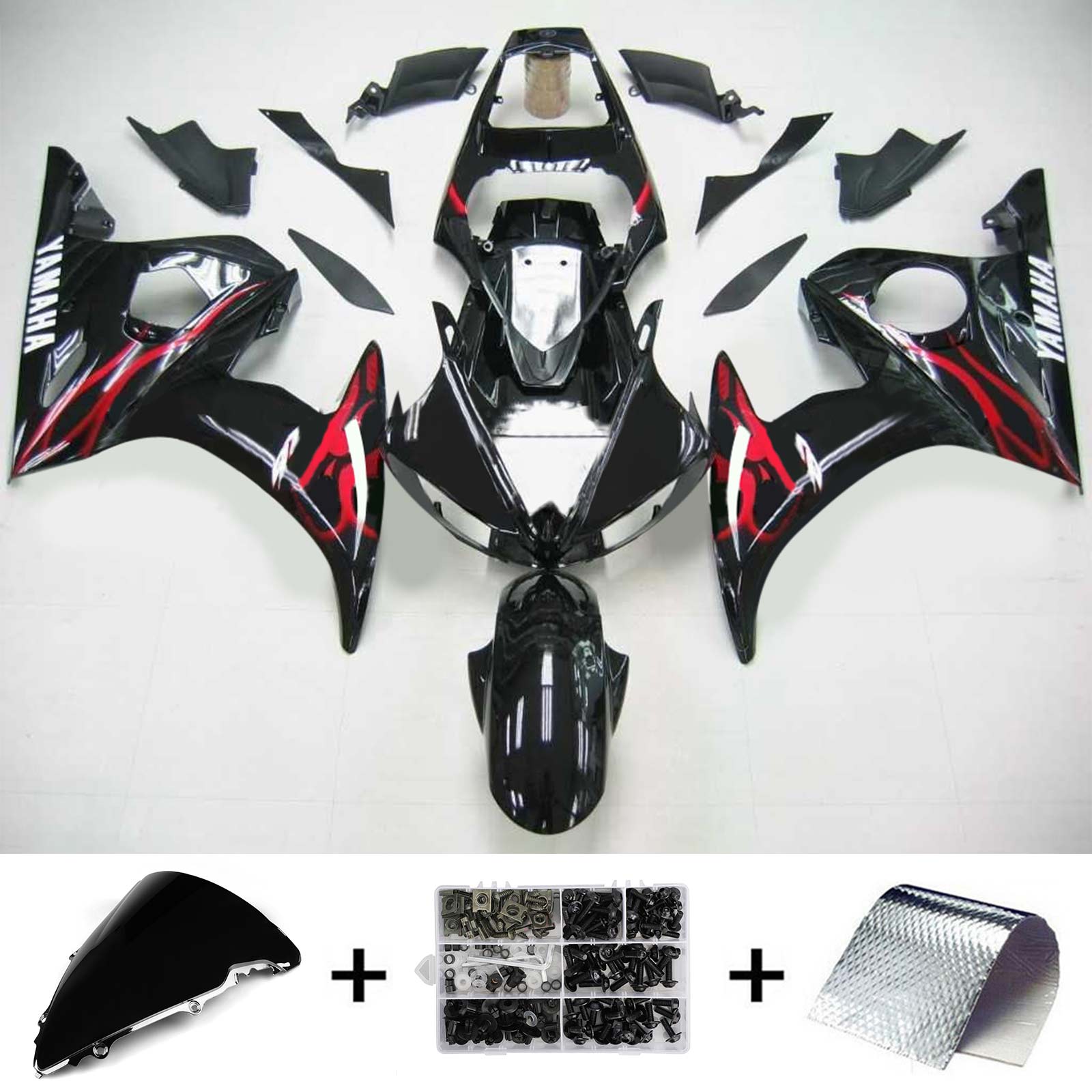 2003-2004 Yamaha YZF 600 R6 2006-2009 R6S Amotopart Injection Fairing Kit Bodywork Plastic ABS #108