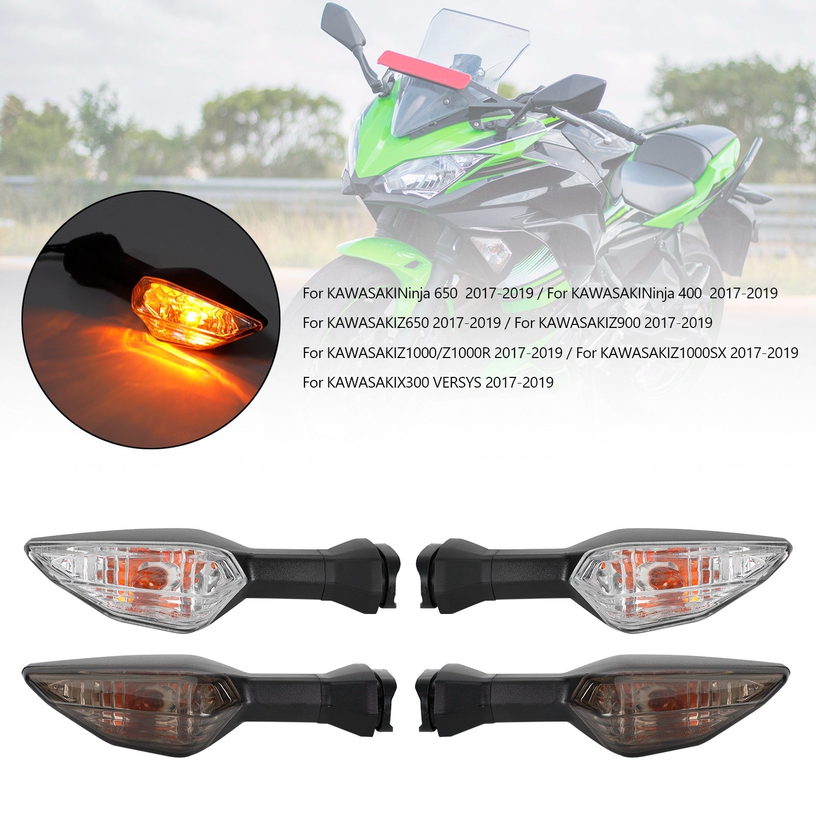 Turn Signal Light Indicator Lamp For Kawasaki Ninja400 Z650 Z900 Z1000 Z1000SX Clear