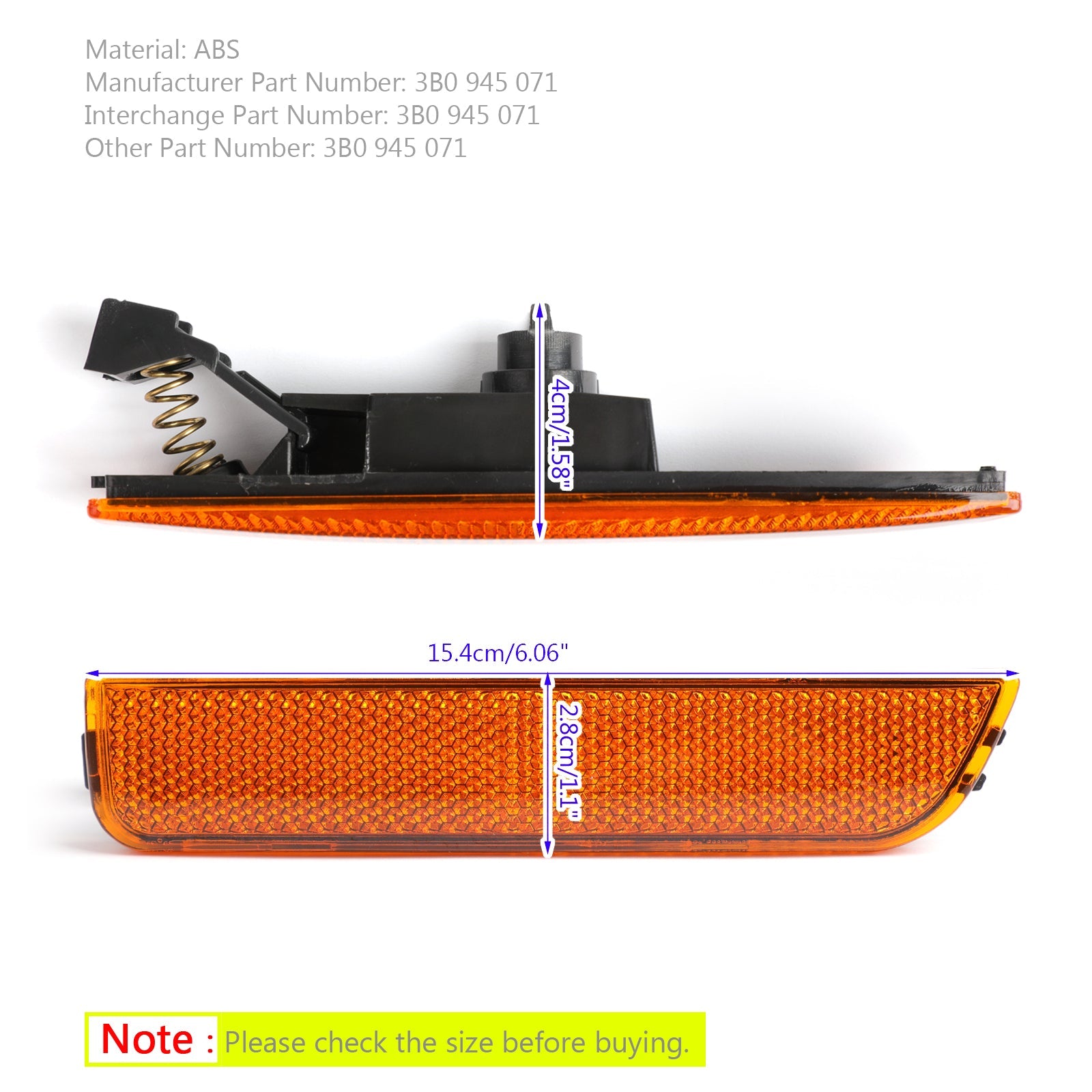 Linker oranje voorbumper zijmarkeringslichten voor 2001-2005 VW Passat B5.5 Generiek