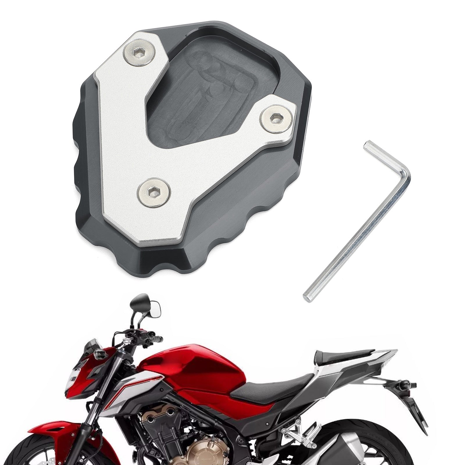 2019 HONDA CB500X Extension de béquille latérale Plaque d'agrandissement de béquille Titane Générique