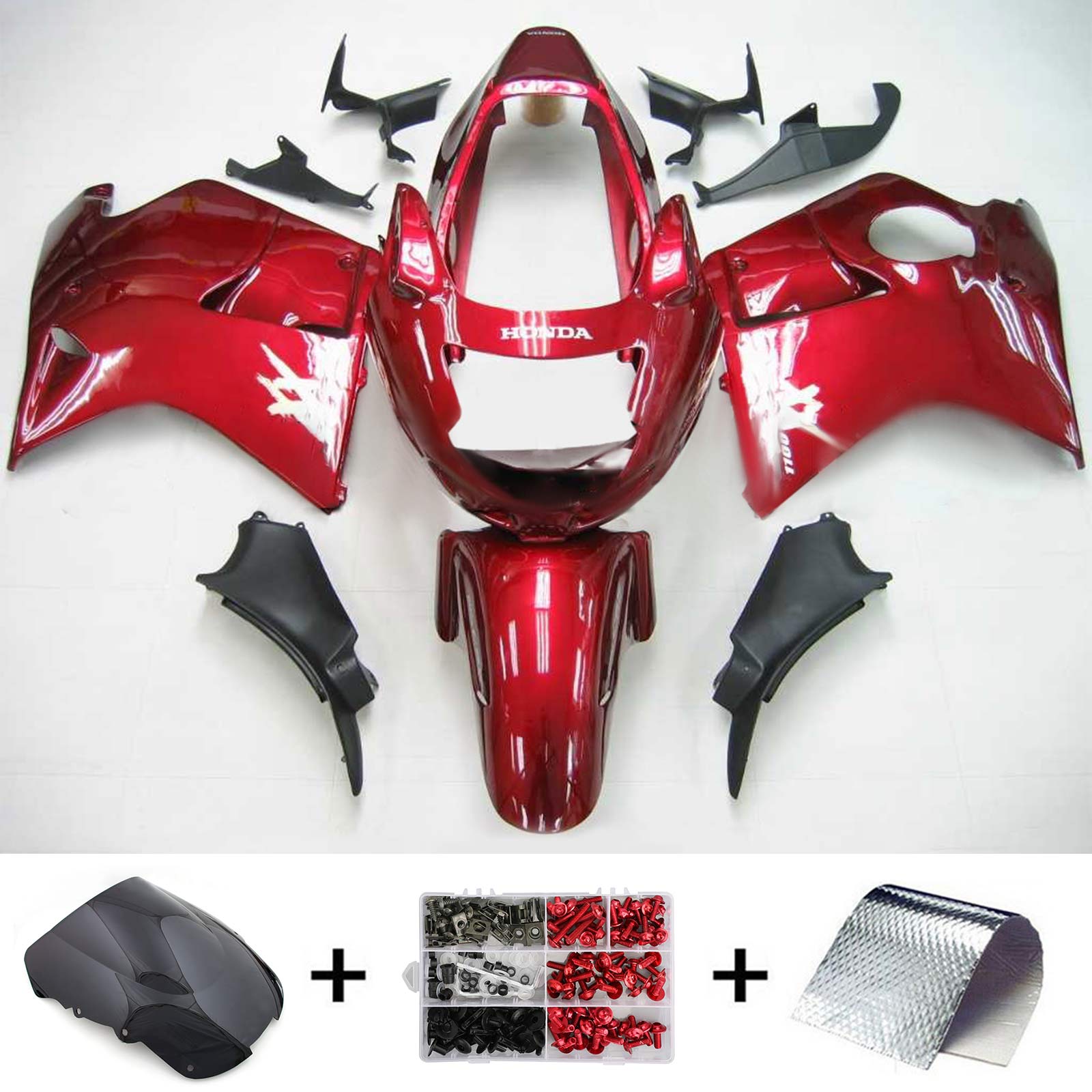 1996-2007 Honda CBR1100XX SuperBlackBird Amotopart Kit de carénage d'injection carrosserie ABS #105