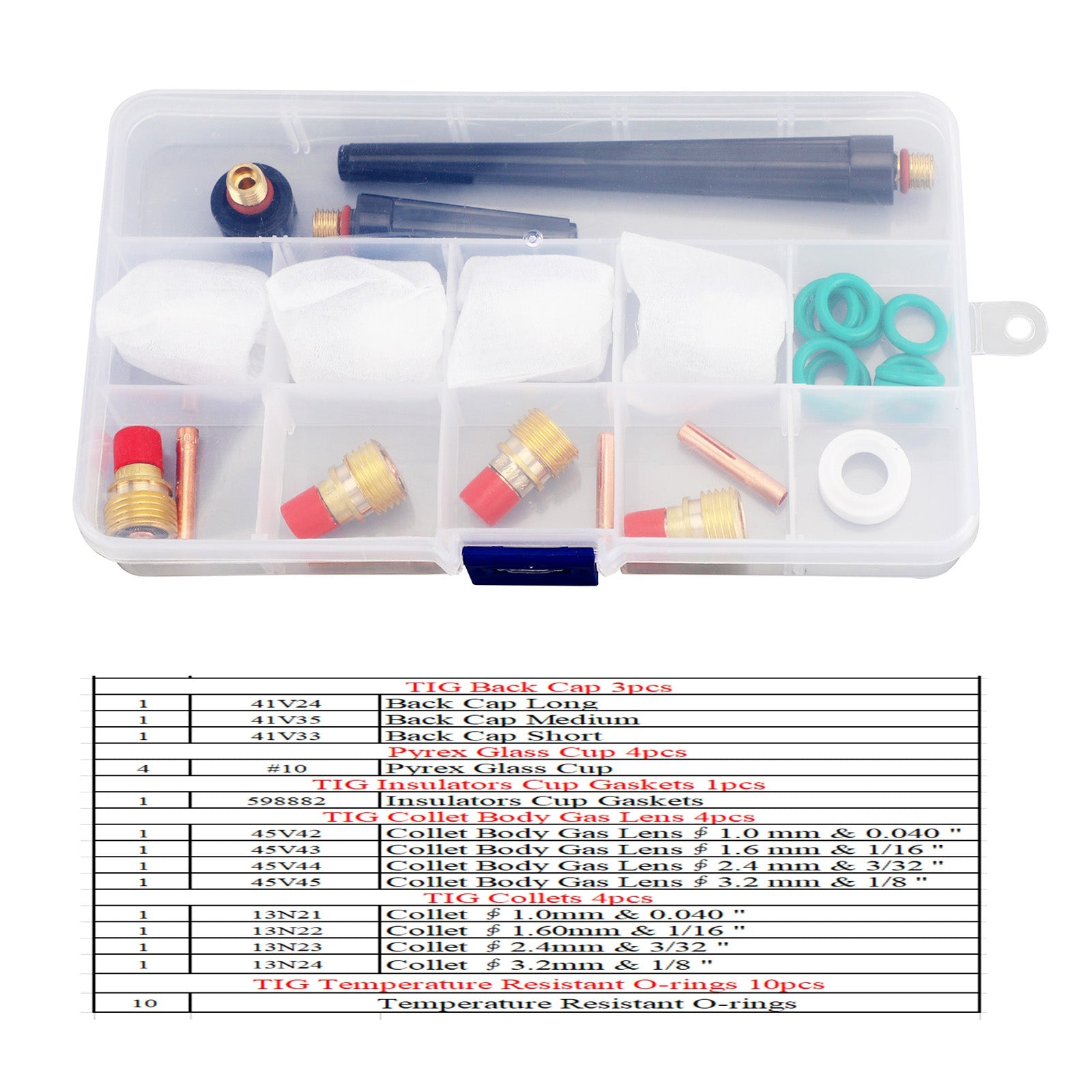 Tig Gas Lens Collet Body Pyrex Cup Kit Wp 9 20 25 Tig Welding Torch 26Pcs