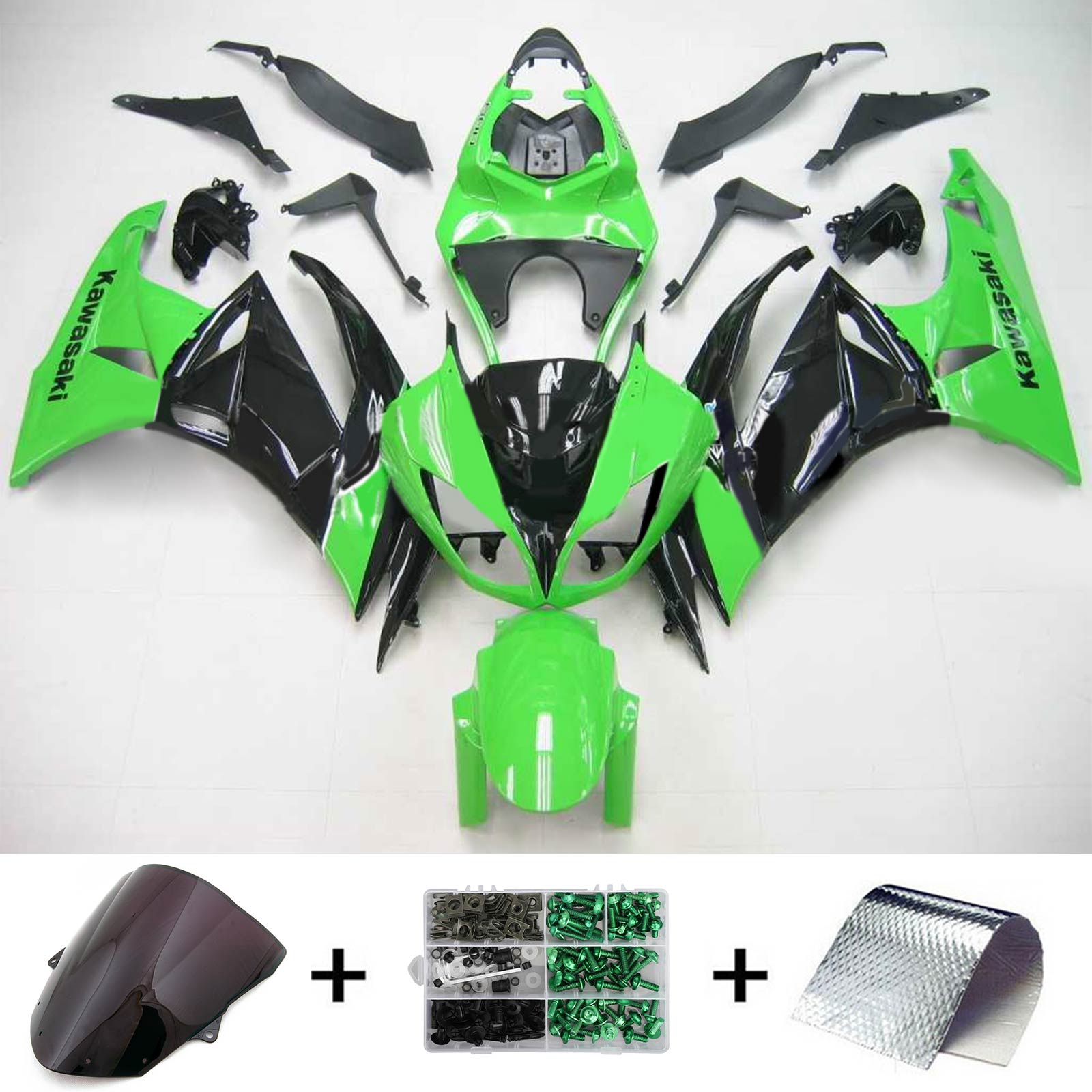 2009-2012 Kawasaki ZX6R 636 Amotopart Injeksjon Fairing Kit Bodywork Plastic ABS #104