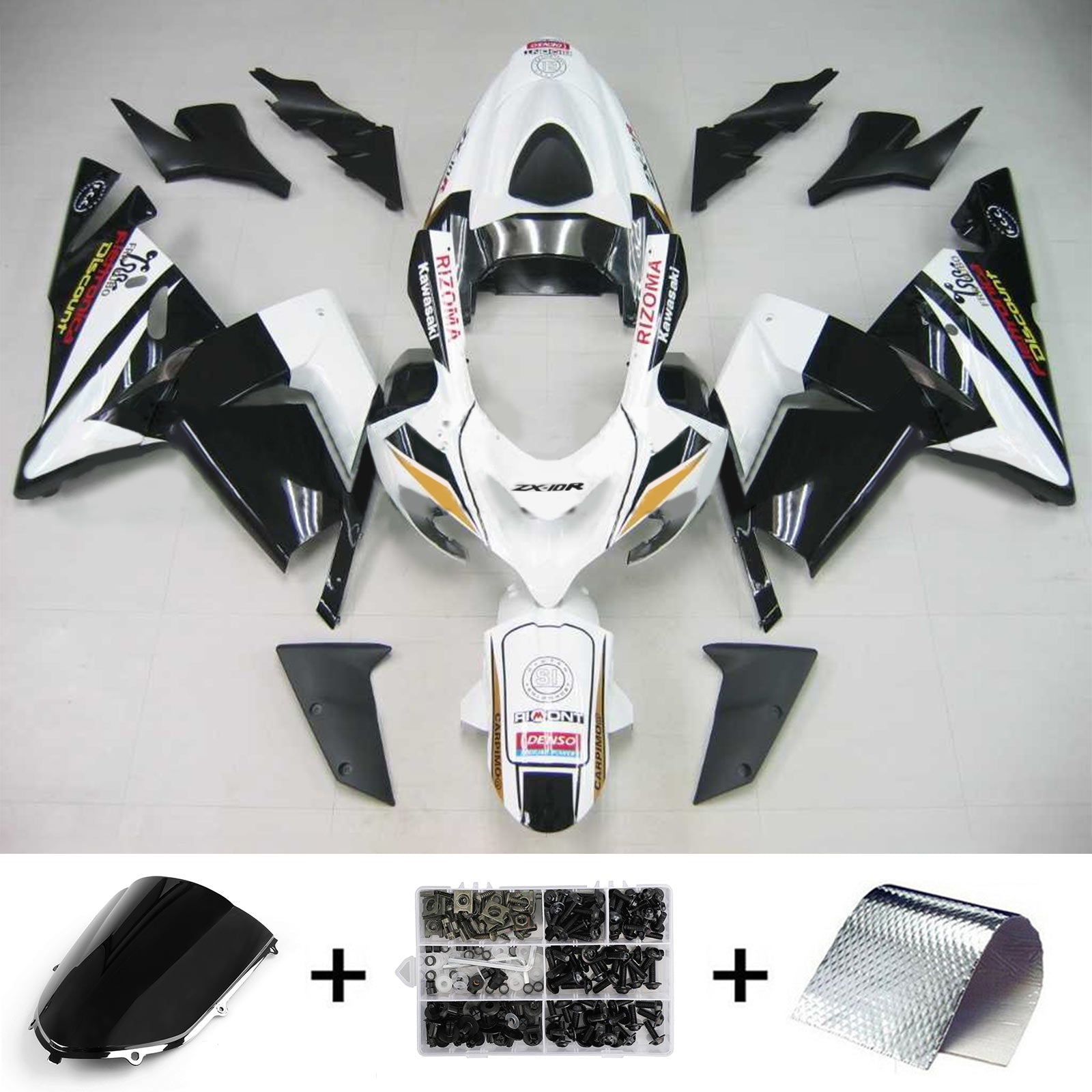 2004-2005 Kawasaki ZX10R Kit de carénage d'injection Amotopart Carrosserie Plastique ABS #112