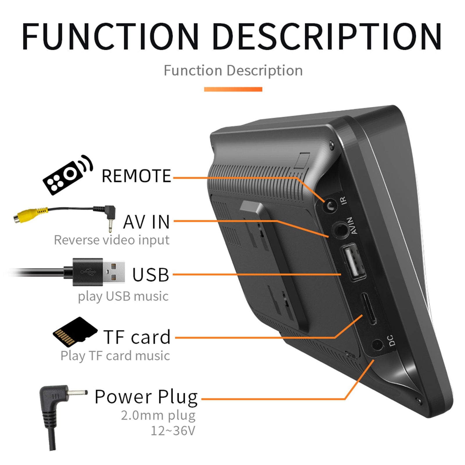 7" Wireless Carplay Car MP5 Player Multimedia Bluetooth Sunshade Remote Control