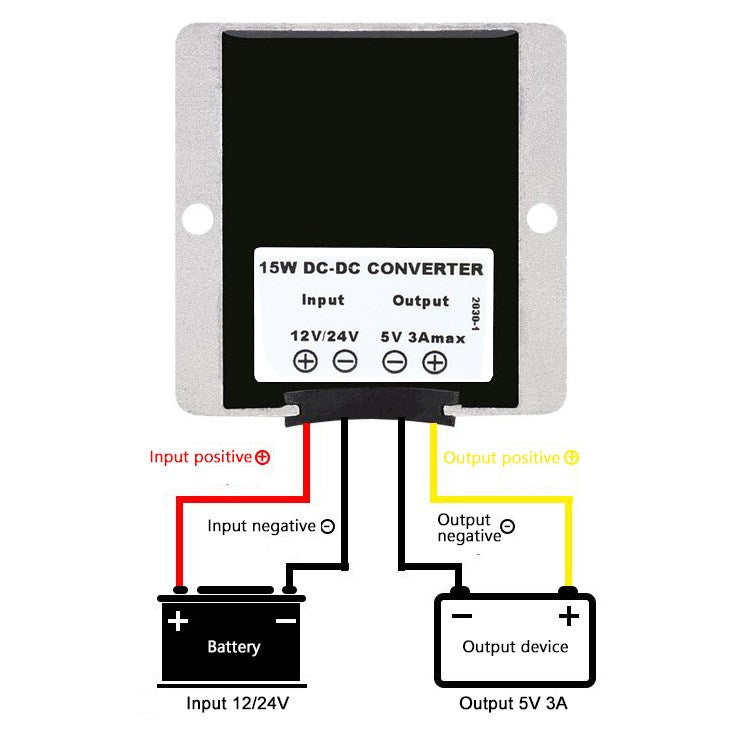 WaterProof 12V/24V to 5V 3A 15W Step Down DC/DC Power Converter Regulator