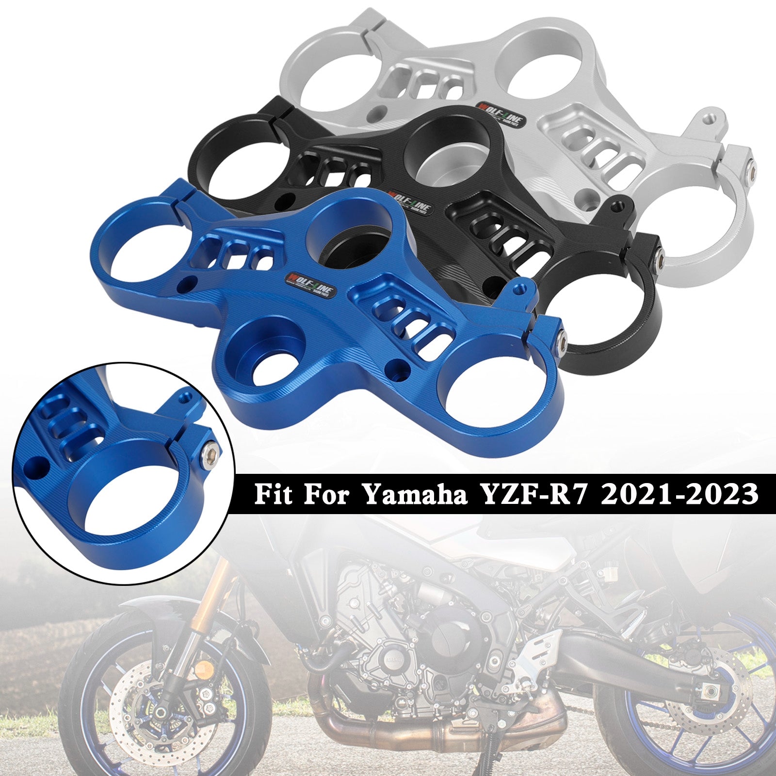 Yamaha YZF-R7 2021-2023 Collier de serrage triple arbre supérieur avant supérieur en aluminium