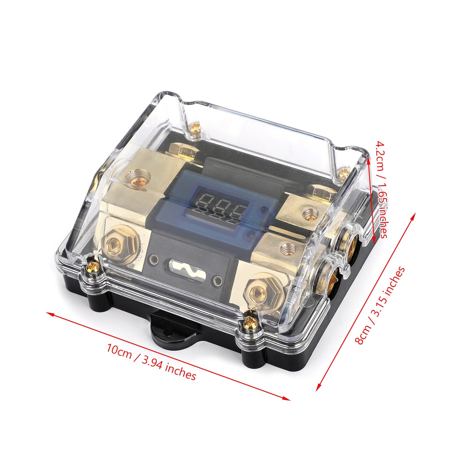 Couvercle transparent boîtier en plastique affichage LED 1x0 IN 2x4GA OUT bloc de distribution porte-fusible séparateur nickelé résistant à la chaleur pour voiture Audio Marine