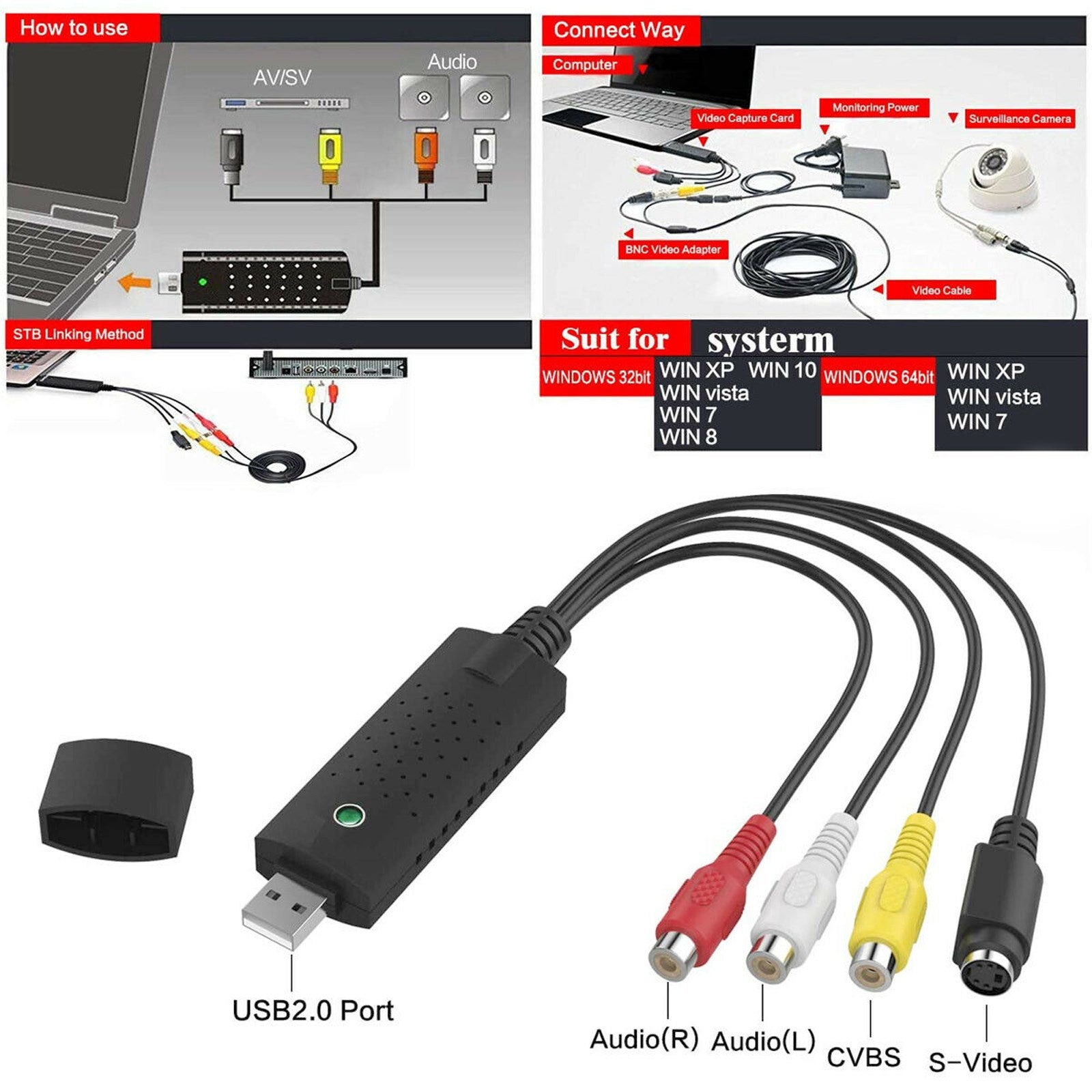 USB 2.0 Audio TV Video VHS to DVD VCR PC HDD Converter Adapter Capture Card