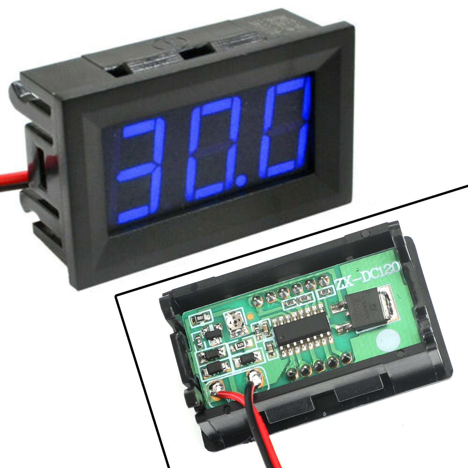 5 stk Dc5-120V 0,56" 2-leder LED digitalt skjermpanel Voltmeter Volt Tester