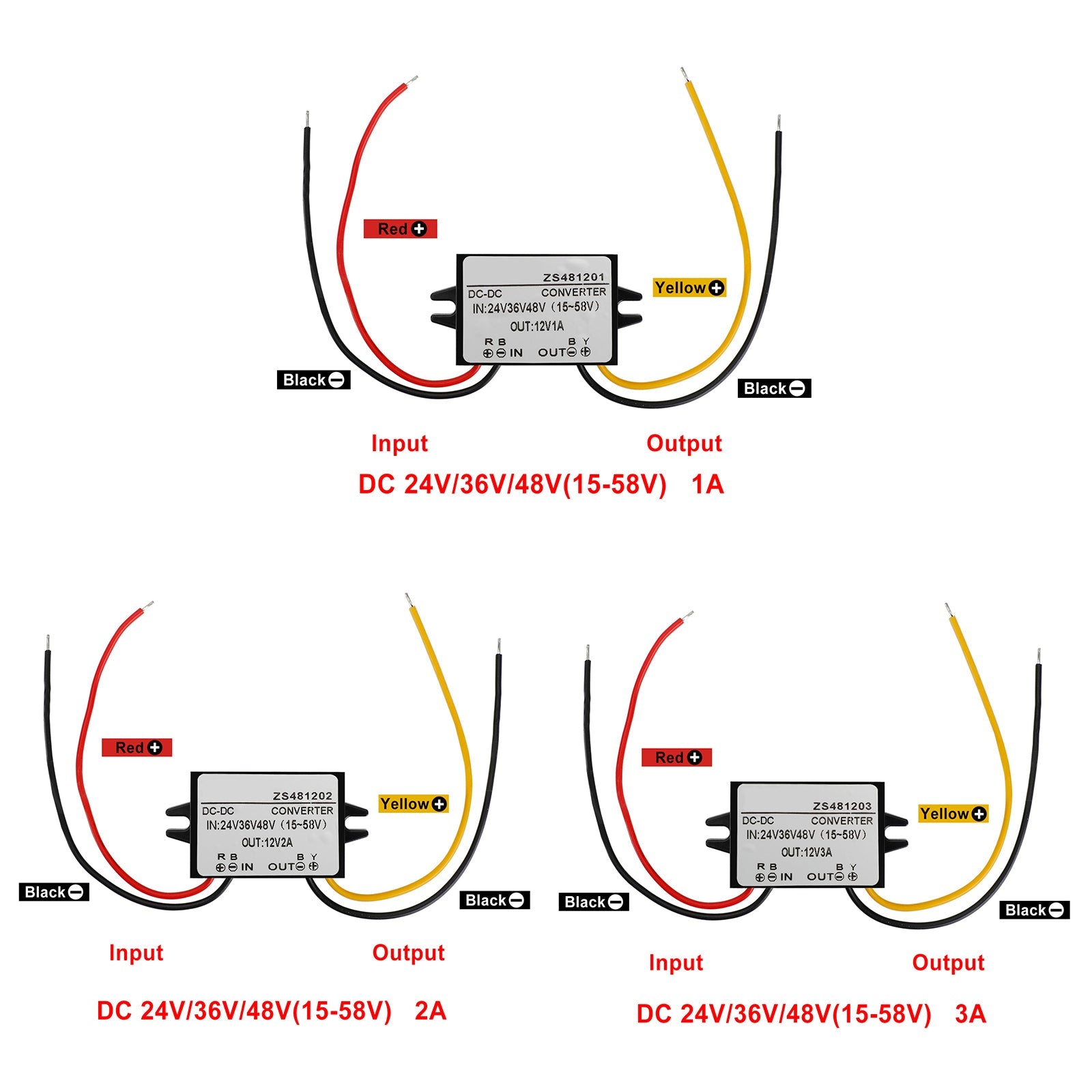 Waterproof DC-DC Converter 24V 36V 48V Step Down to 12V Power Supply Module