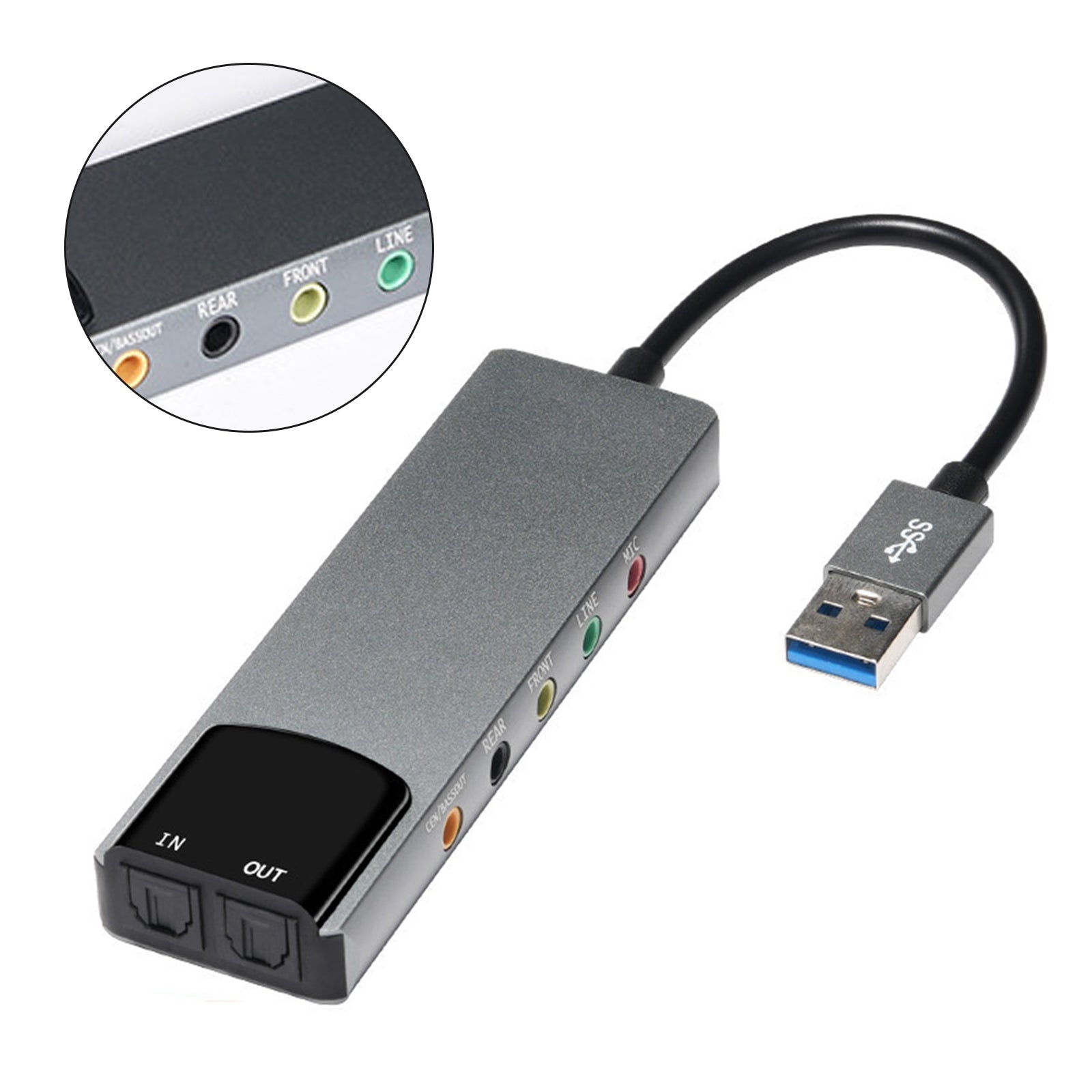 Nouveau Alliage d'aluminium USB Fiber optique SPDIF carte ordinateur externe multifonction