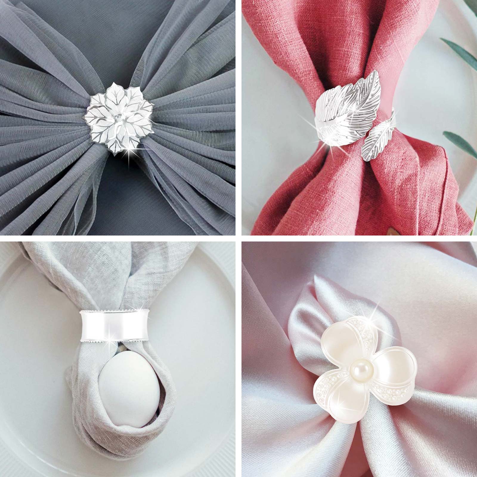 6-12PCS Napkin Rings Flower Napkin Holder Napkin Buckle