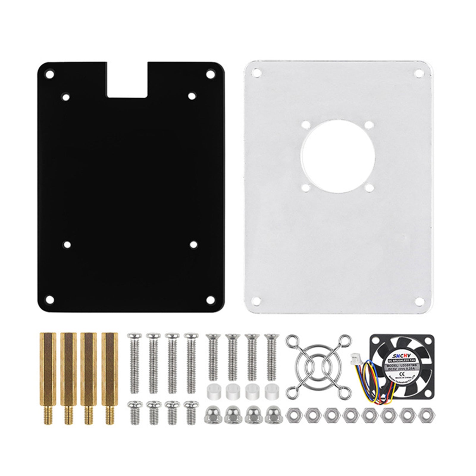 Raspberry Pi 5 Meerlaagse acrylbehuizing Transparante beschermhoes Koelventilator