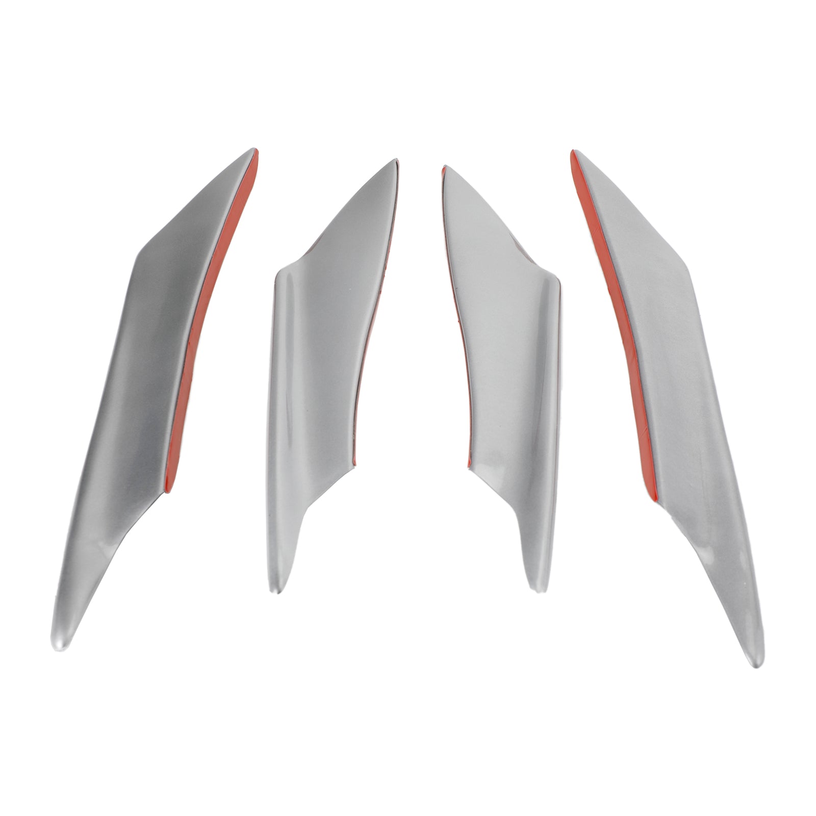 4pcs Universal Car Front Bumper Fins Body Splitter Spoiler Canards Silver