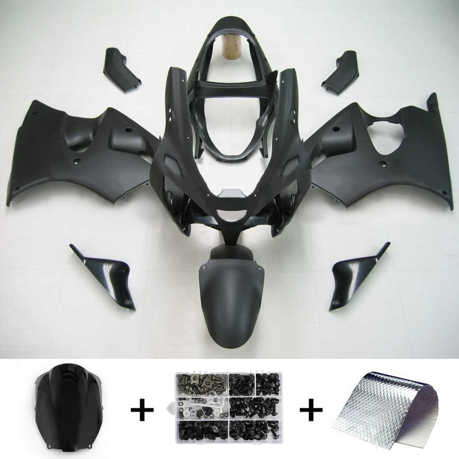 Kit de carénage noir Kawasaki Zx6R 2000-2002 636