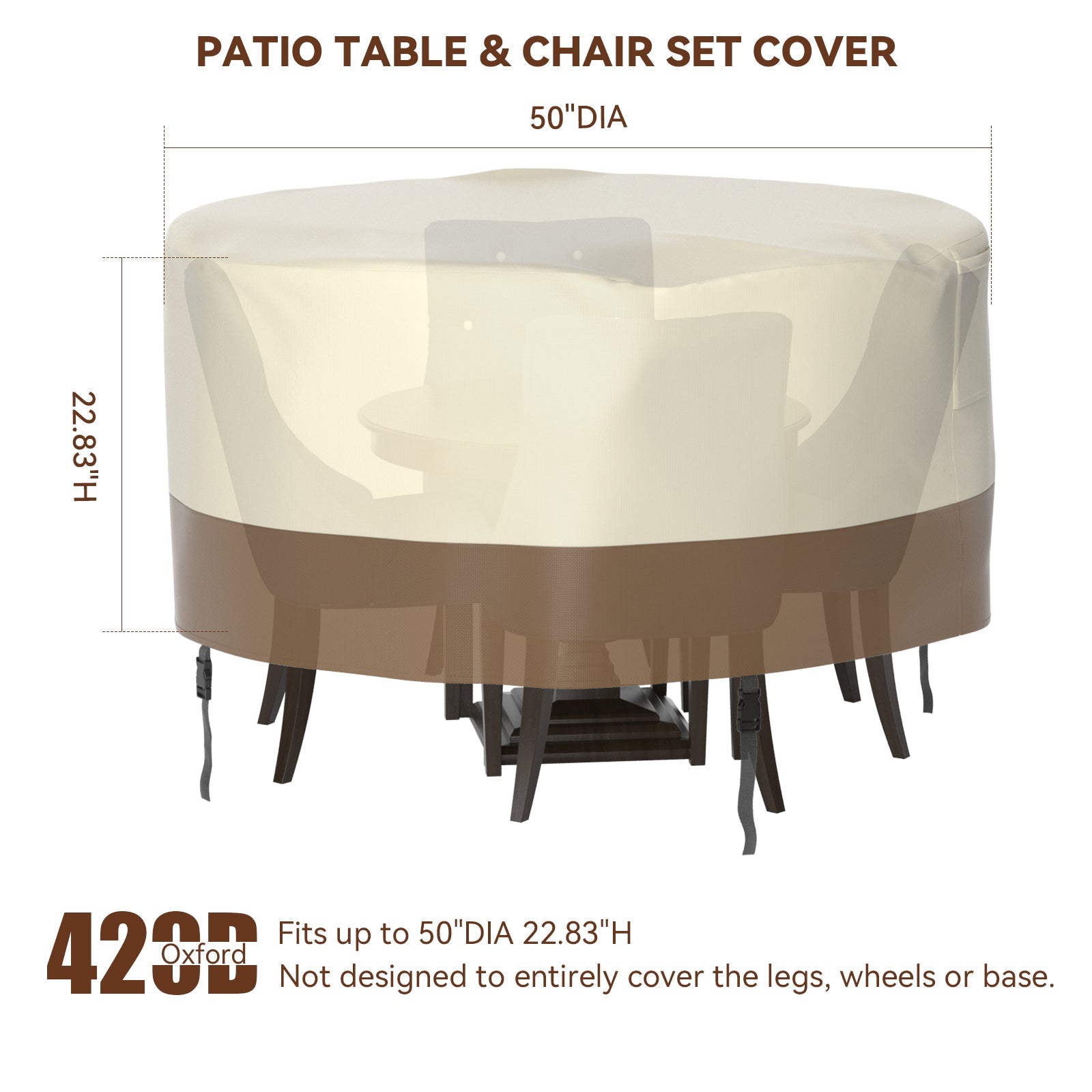 420D Circular Waterproof Patio Furniture Cover for Outdoor Table and Chairs