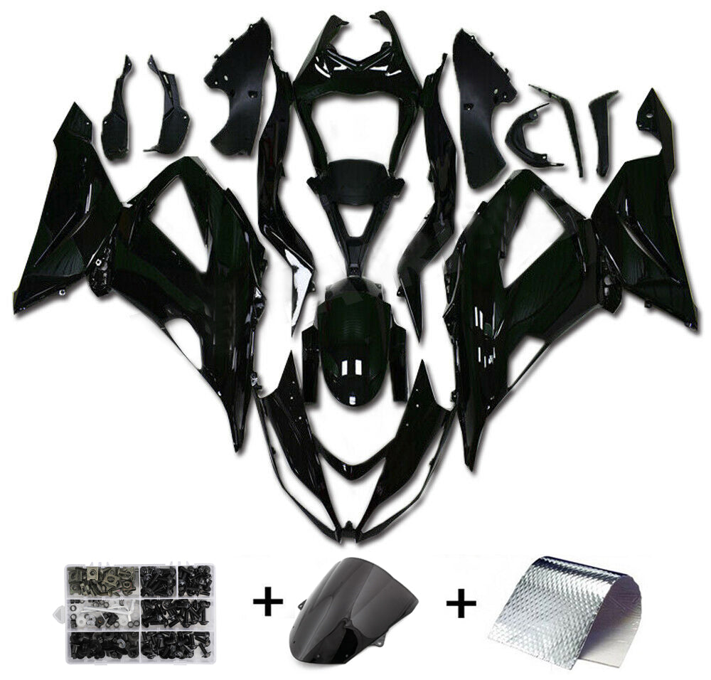 2013-2018 Kawasaki Zx6R Fairing Glossy Black Injection Plastic Kit