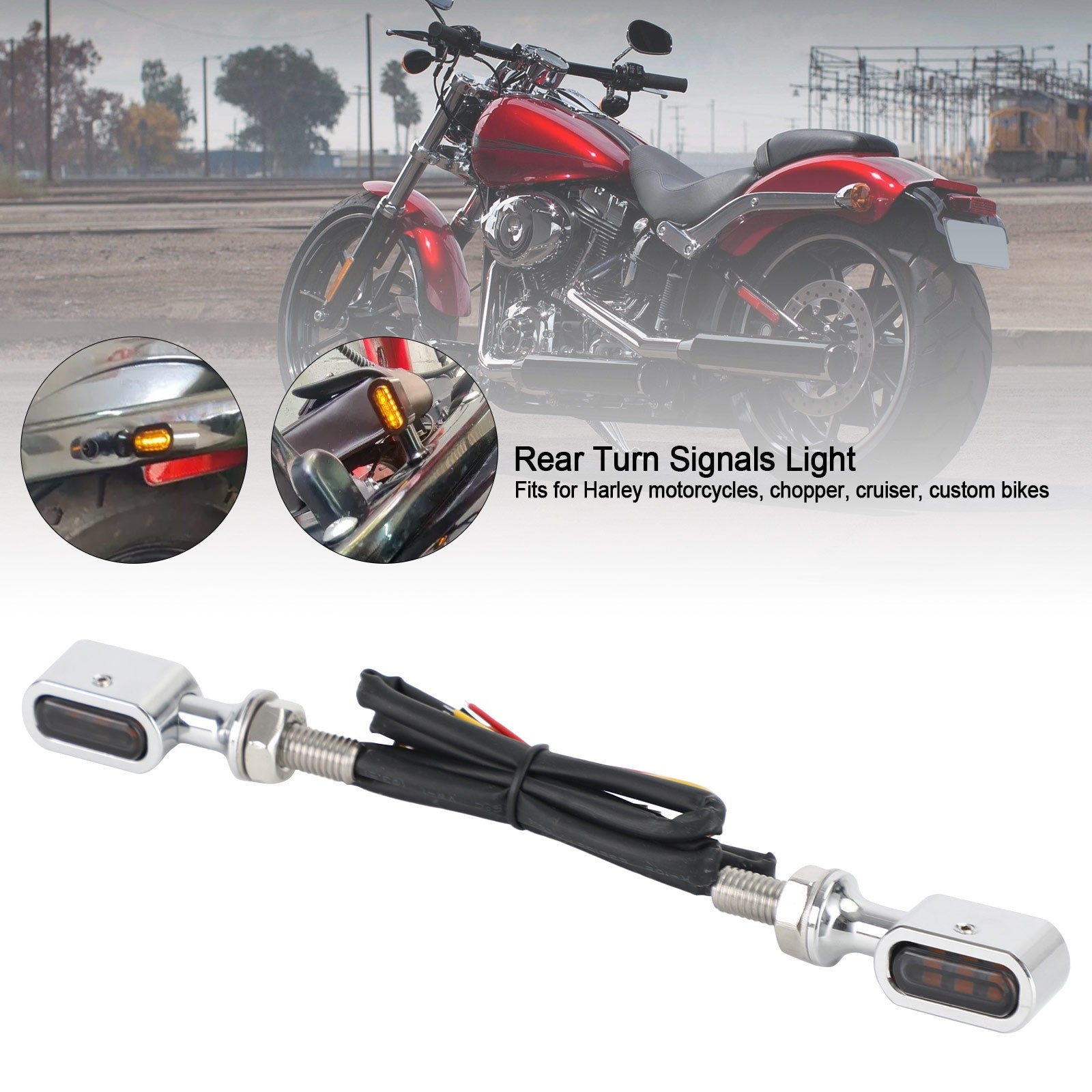 LED Rear Mini Turn Signal Indicator For Sportster Touring Dyna Softail