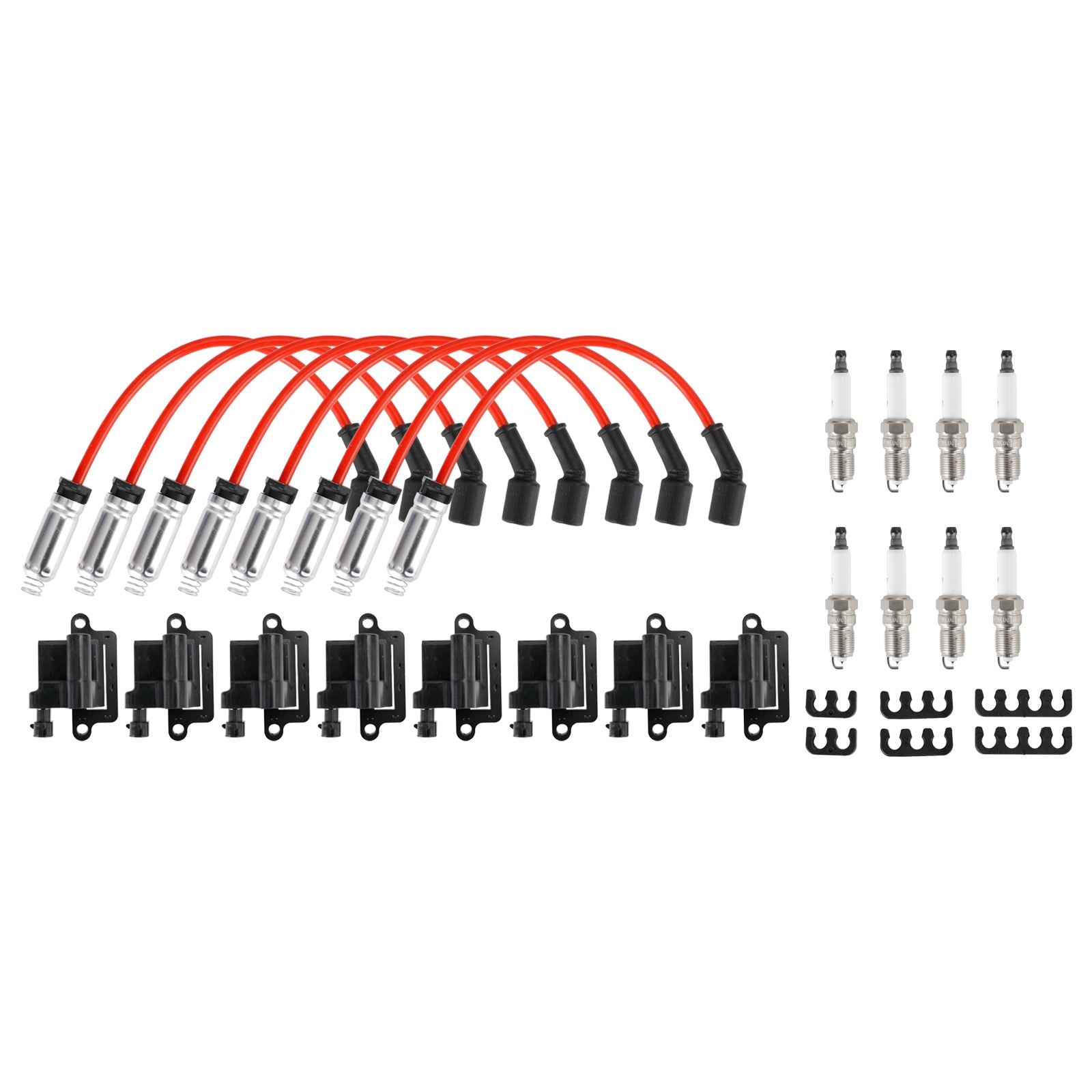 2003-2005 Chevrolet Express 2500 GMC Savana 1500 2500 3500 8 Pack Square Ignition Coil & Spark Plug Wire