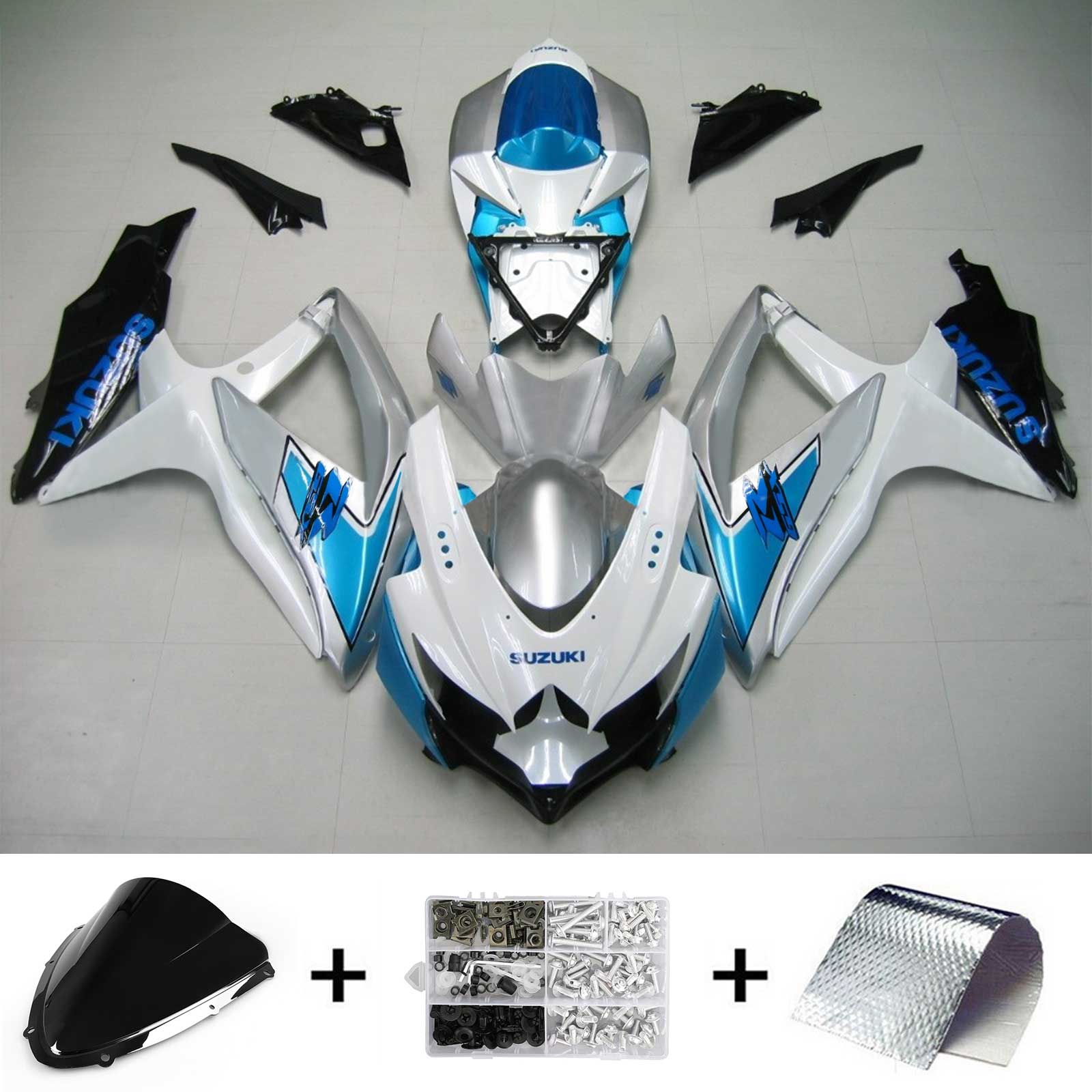 2008-2010 Suzuki GSXR 600/750 K8 Amotopart Kit de carénage d'injection carrosserie plastique ABS #131