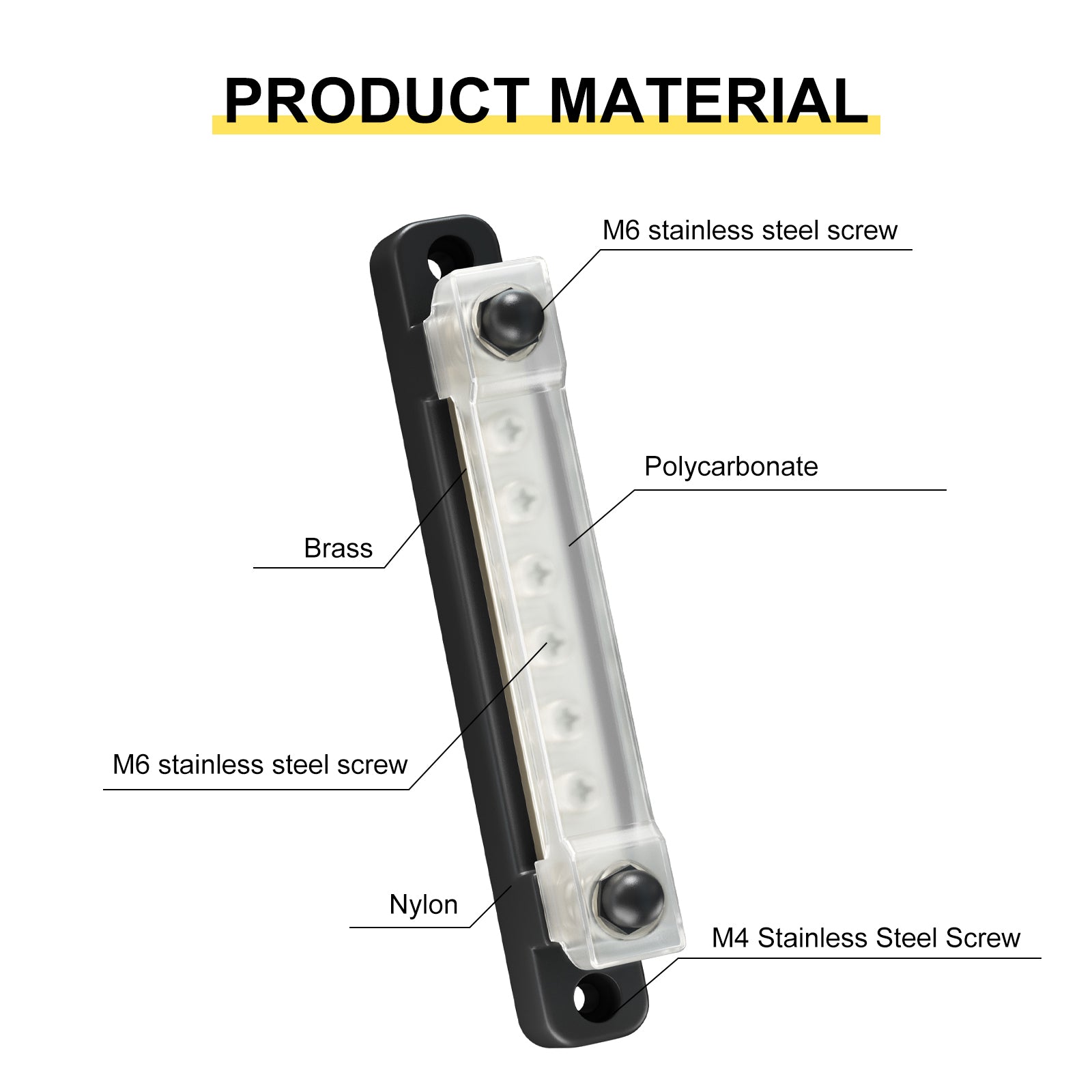 2/4/6/12 Way Dual-row Car Bus Bar Block with Dust Cover Distribution Terminal