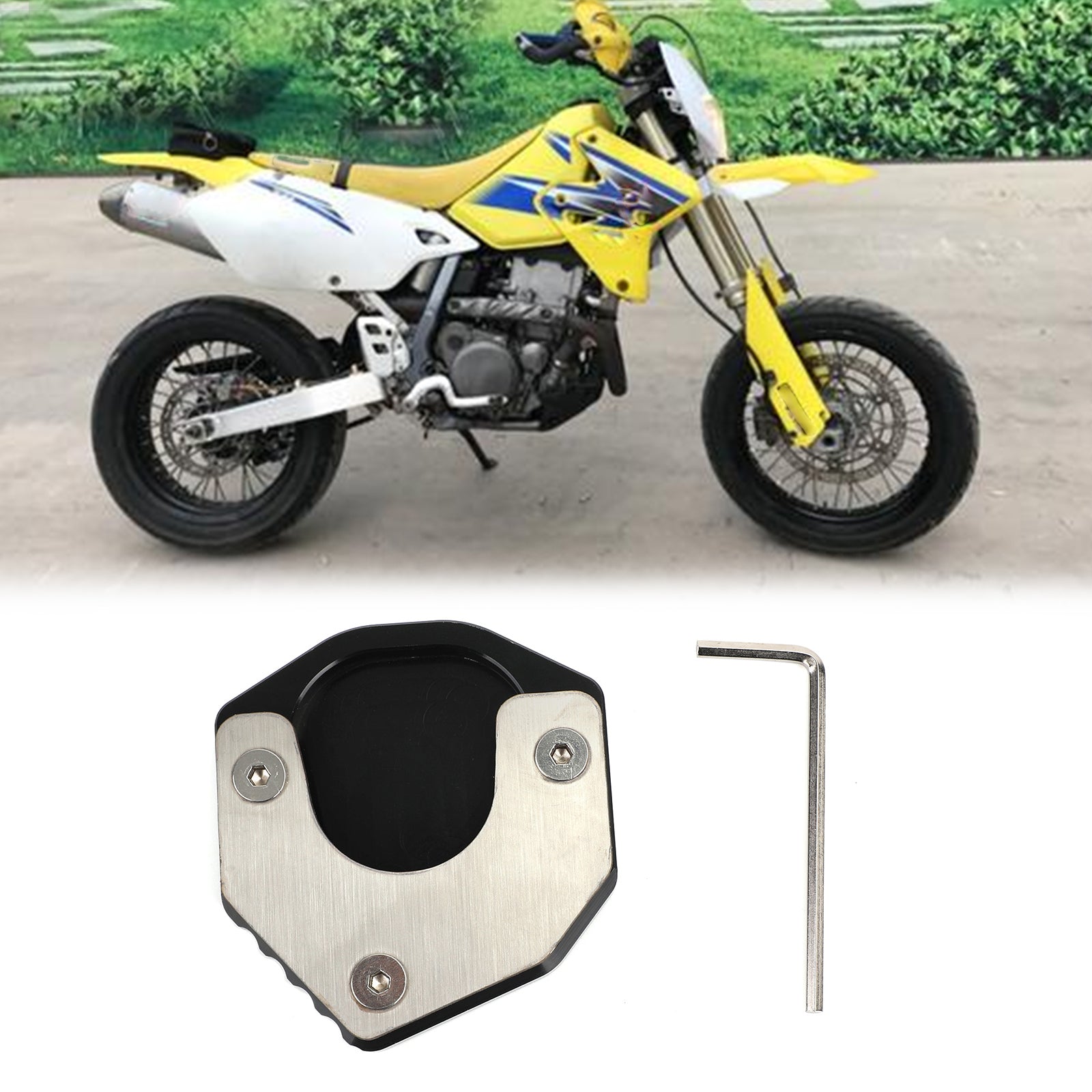 Standaard Zijstandaard Vergroten Plaatkussen voor SUZUKI DRZ400S/E DRZ400SM 2000+ Zwart Generiek