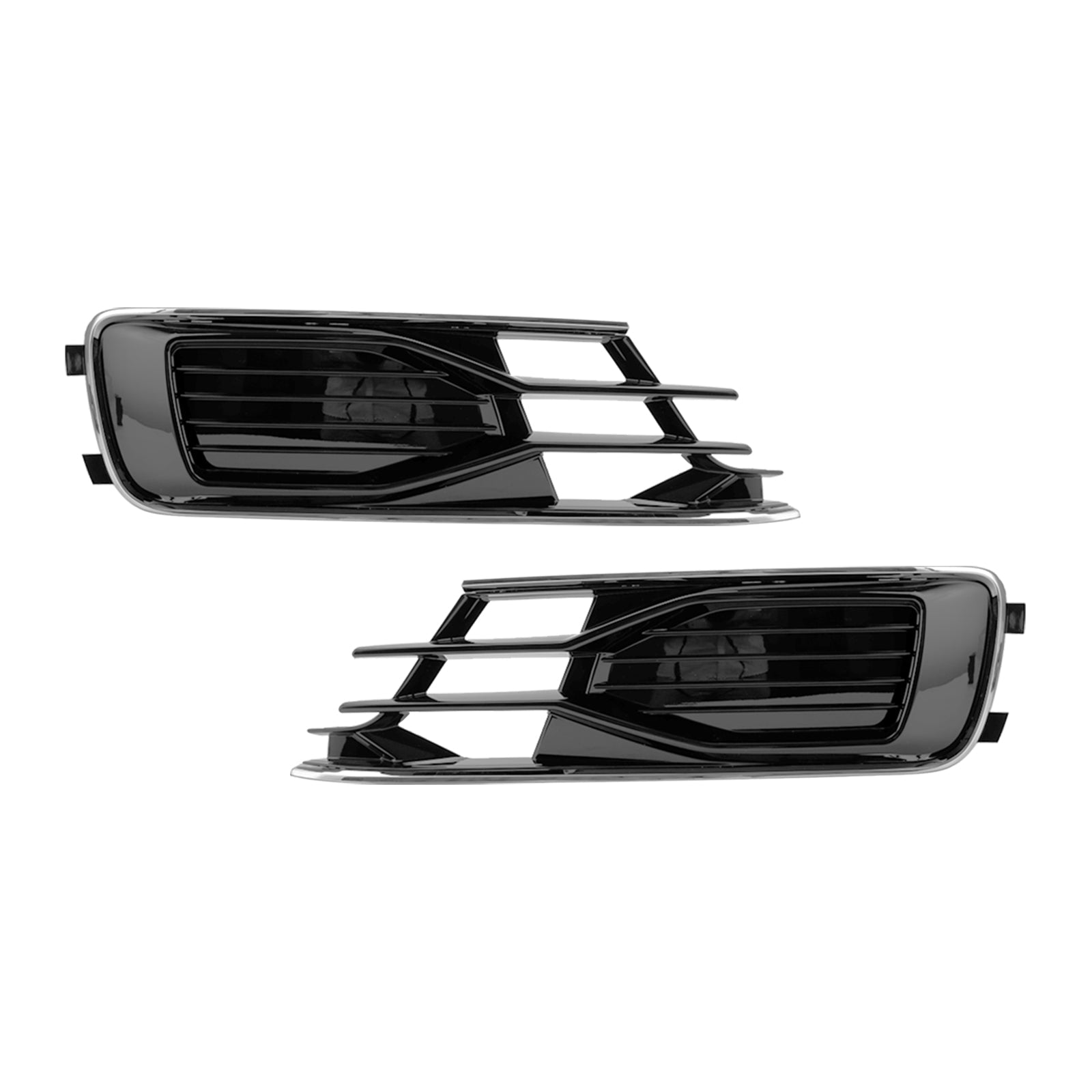 Audi A6 C7 2014-2018 2PCS Front Bumper Foglight Cover Grill Black Chrome