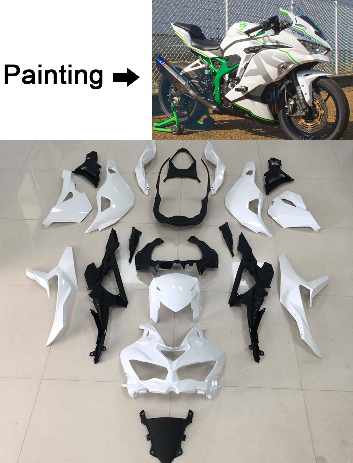 2020-2021 Kawasaki Ninja ZX-25R Kit de carénage d'injection Amotopart Carrosserie ABS #107