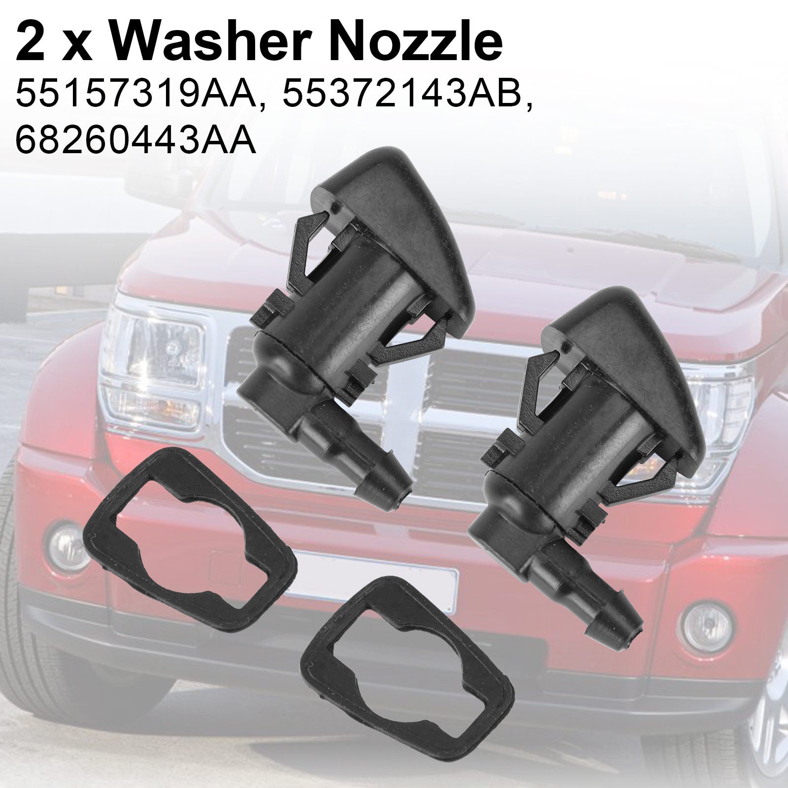 2Pcs Windscreen Wiper Washer Nozzle Jet Spray For Jeep Grand Cherokee 2011-2017