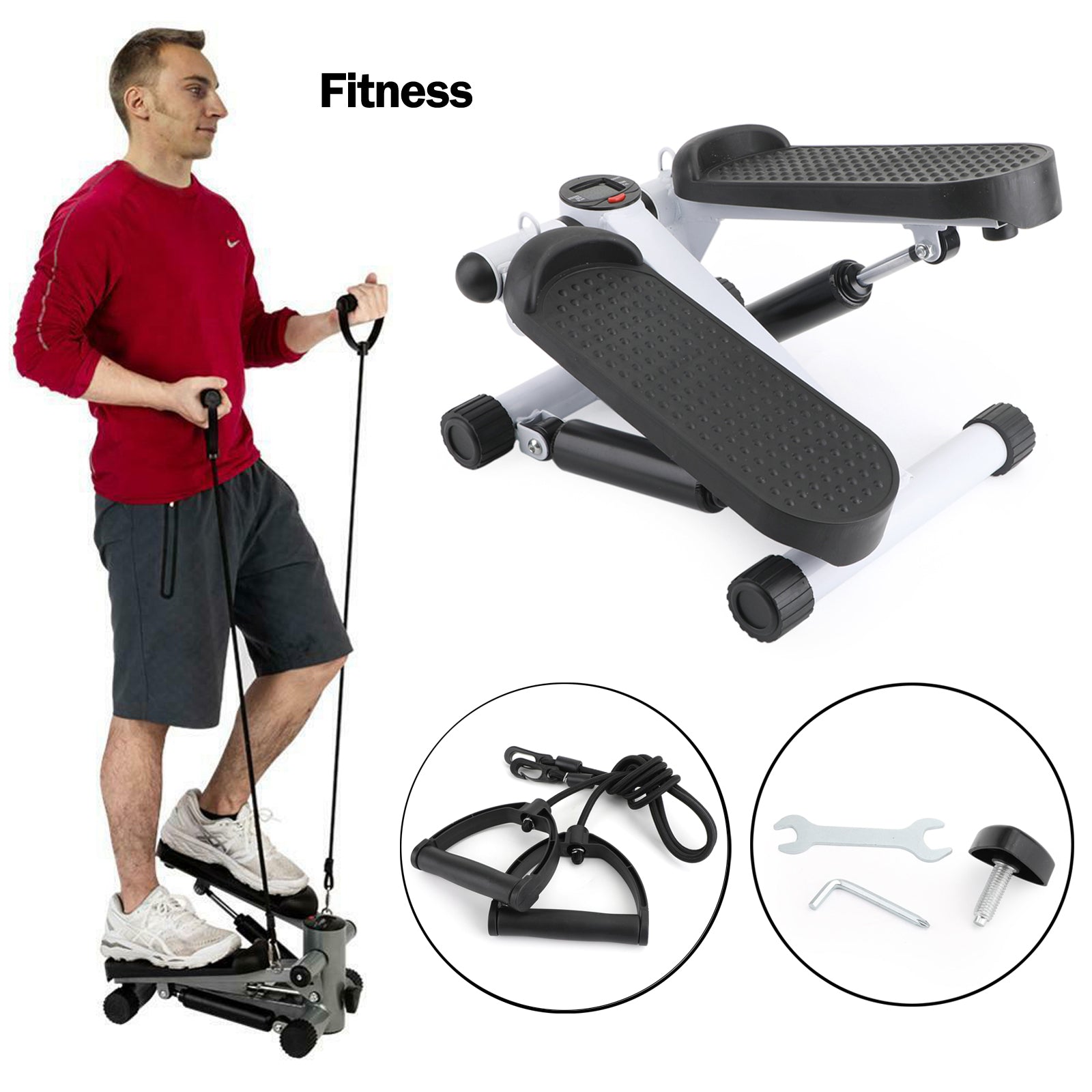 Low-Impact Workout Equipment Aerobic Step Climber with Wide Anti-Slip Pedals