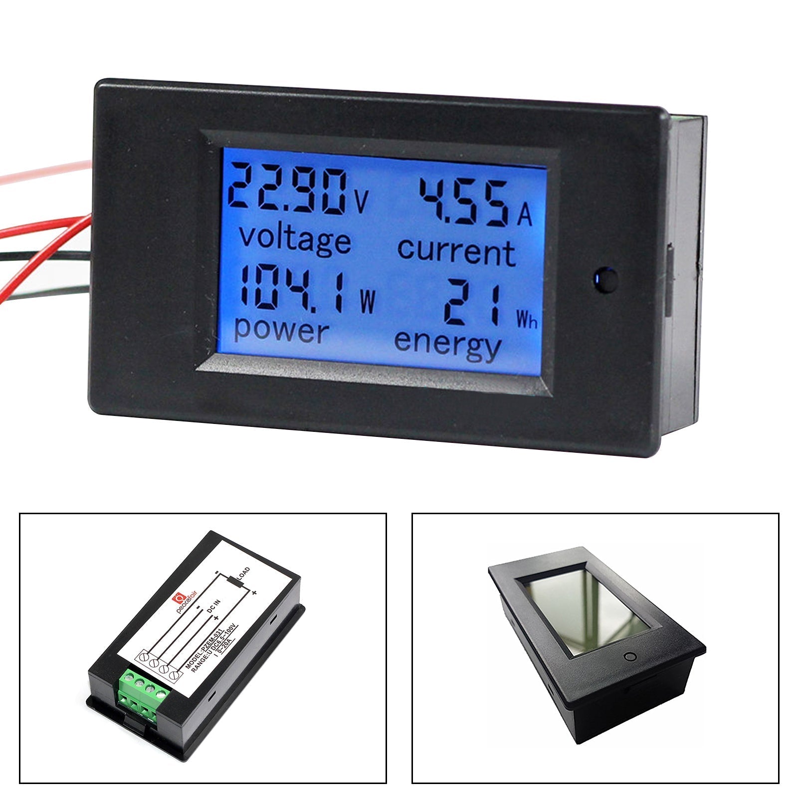 100A DC Digital Watt KWH Current Power Energy Meter Ammeter Voltmeter 100V