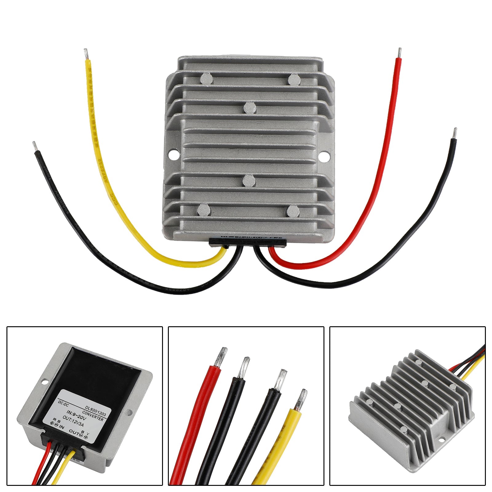 Stabilisateur de tension étanche DC 9V-20V à DC 12V 3A, régulateur d'alimentation de voiture