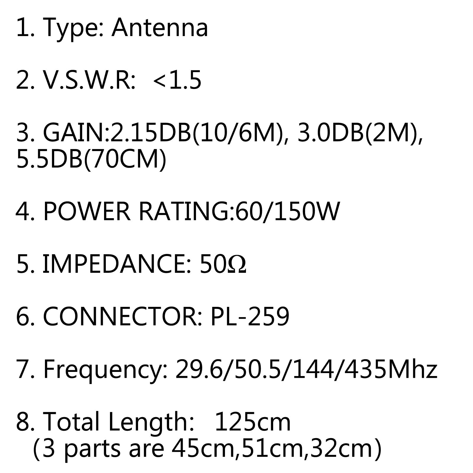 1Set HH-9000 10/6/2M/70CM High Gain QUAD-BAND Antenna PL-259 For Mobile Radio