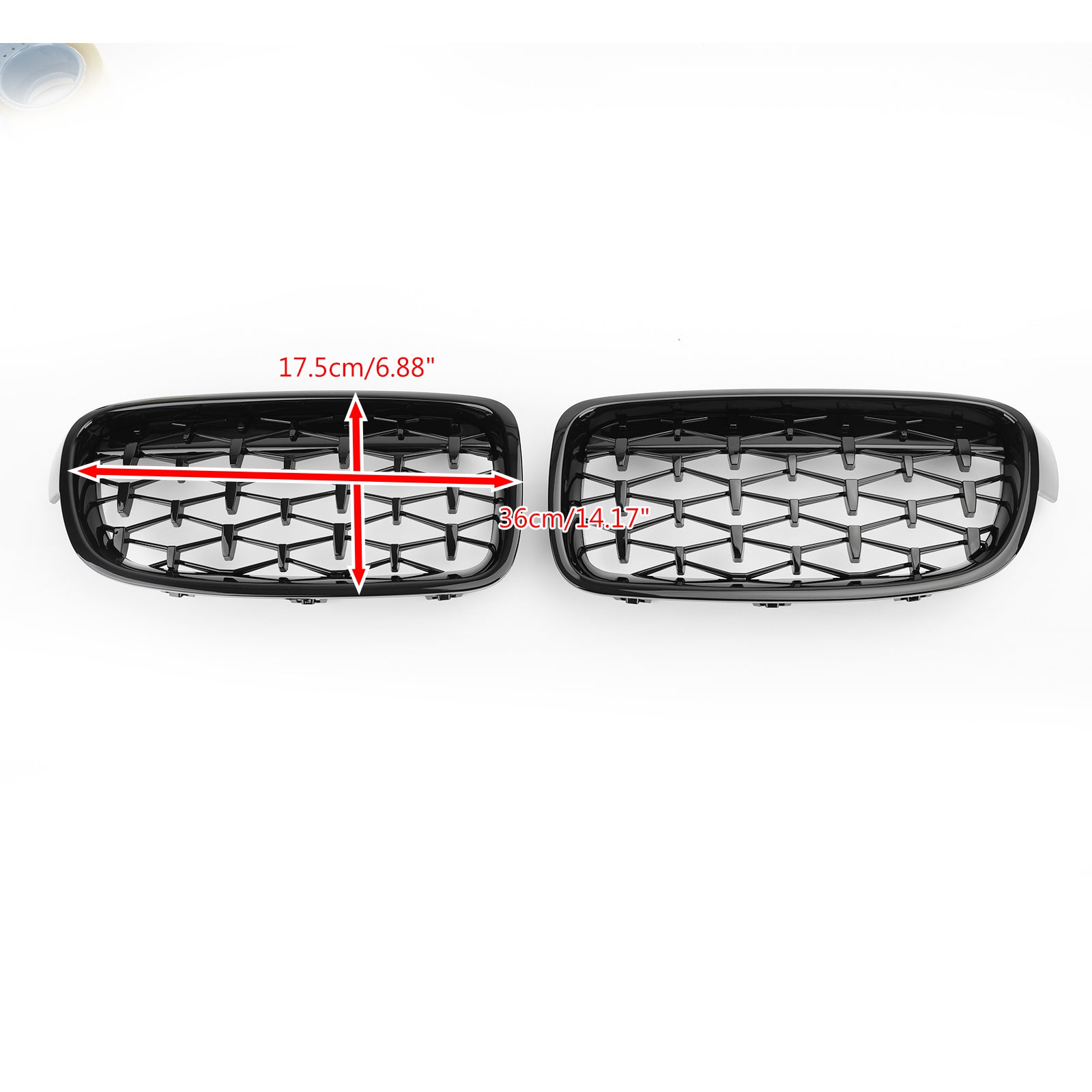 2012-2016 BMW F30 328i 335i Front Kidney Gloss Black Diamond Grille Grills Generic