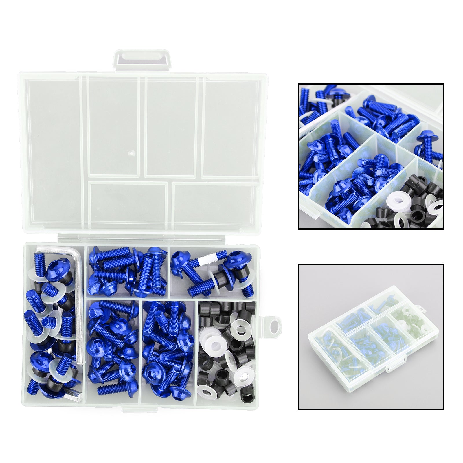 158pcs Motorbike Blue Fastener Clip Screw Kit Windscreen Fairing Bolt Universal