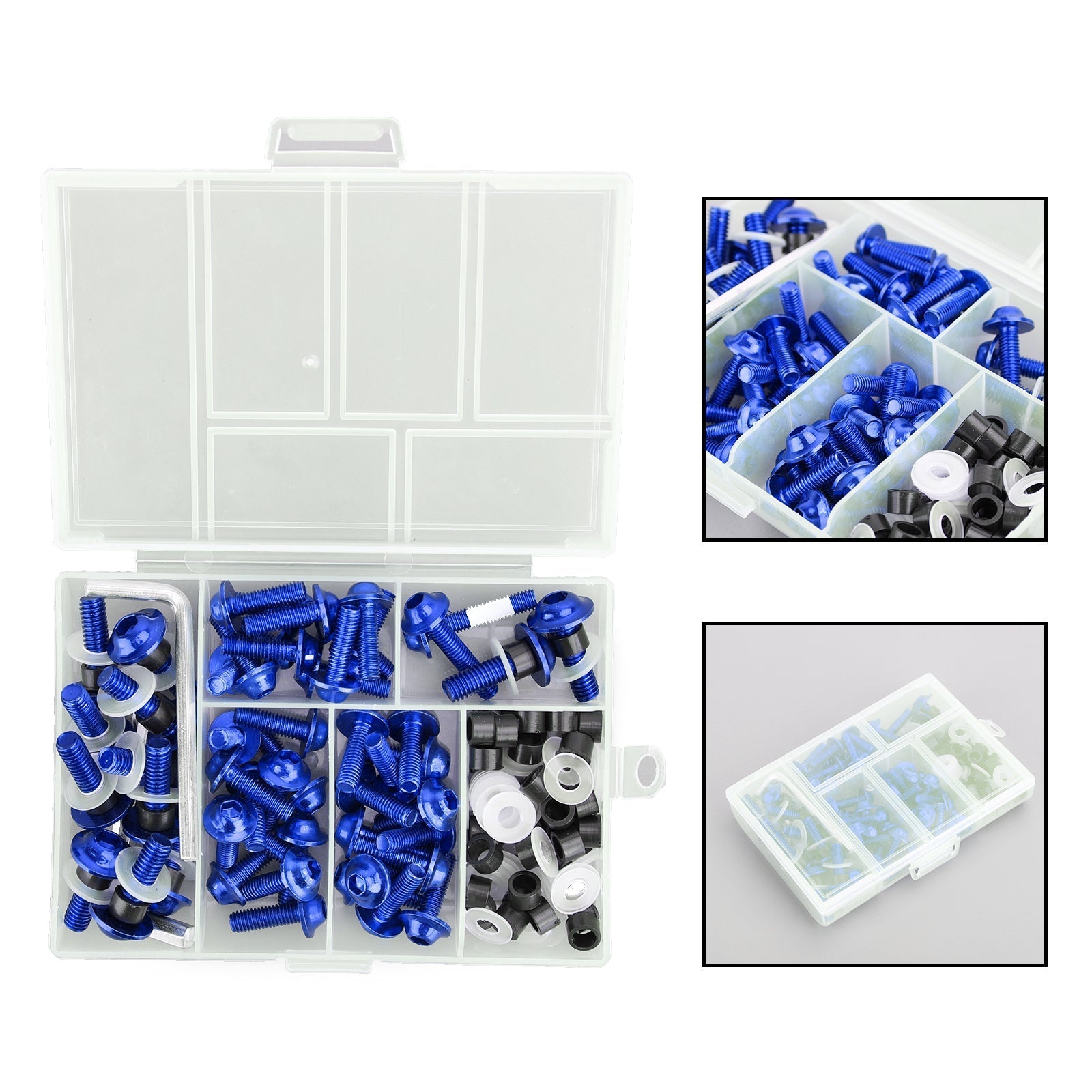 158pcs Motorcycle Sportbike Windscreen Fairing Bolt Kit Fastener Clip Screw Blue