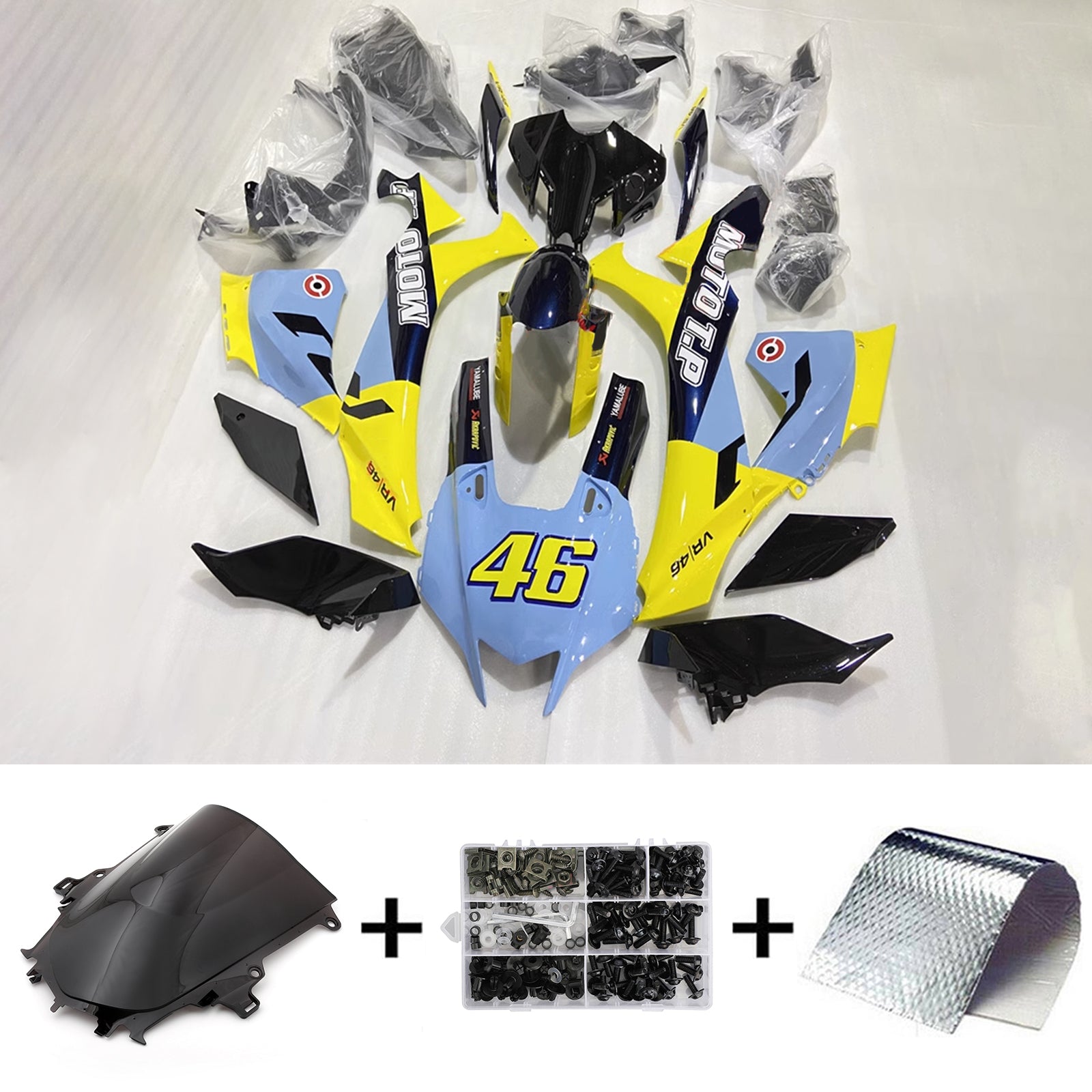 2020-2024 Yamaha YZF R1 Amotopart Kit de carenado de inyección Carrocería Plástico ABS # 101