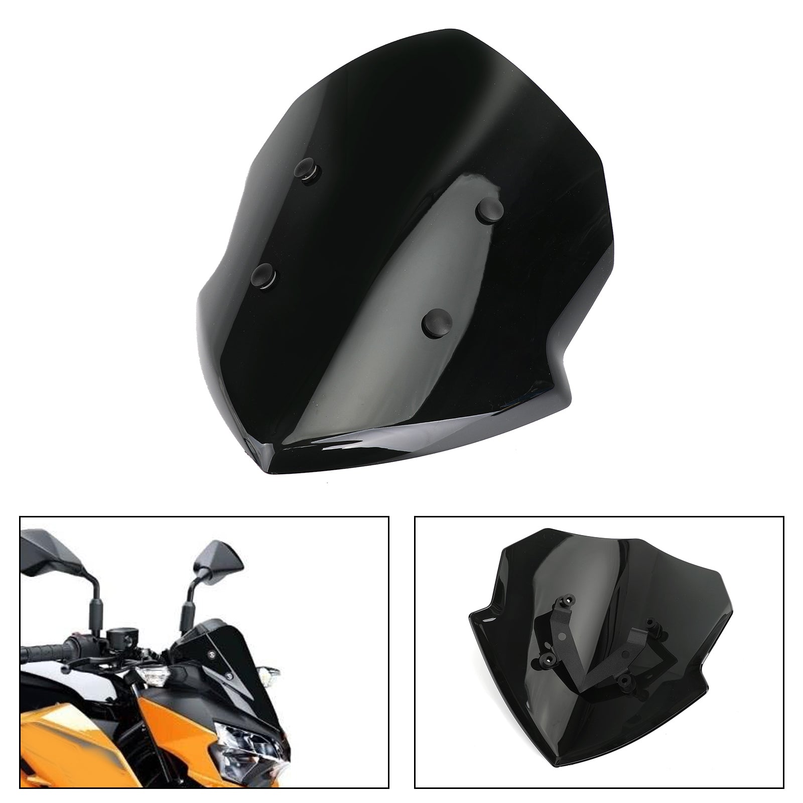 ABS 4mm Motorcycle Windscreen Screen Windshield for Kawasaki Z125 2019-2020 Generic