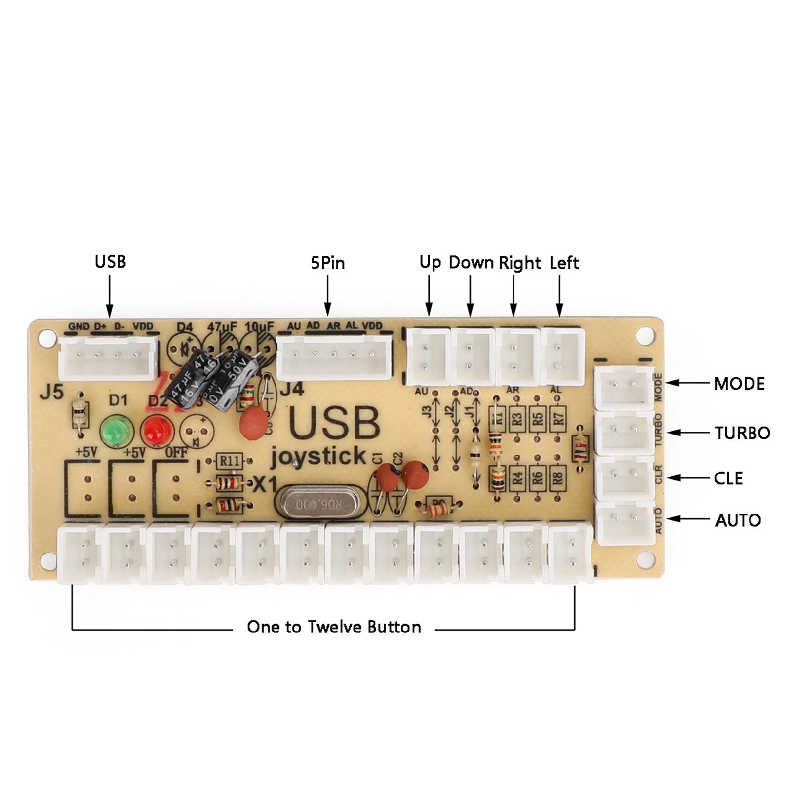 Zero Delay Arcade USB-encoder PC naar joystick naar joystick Geschikt voor pc-games